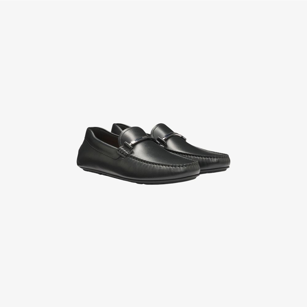 BOSS - Giày loafers da với chi tiết logo kim loại