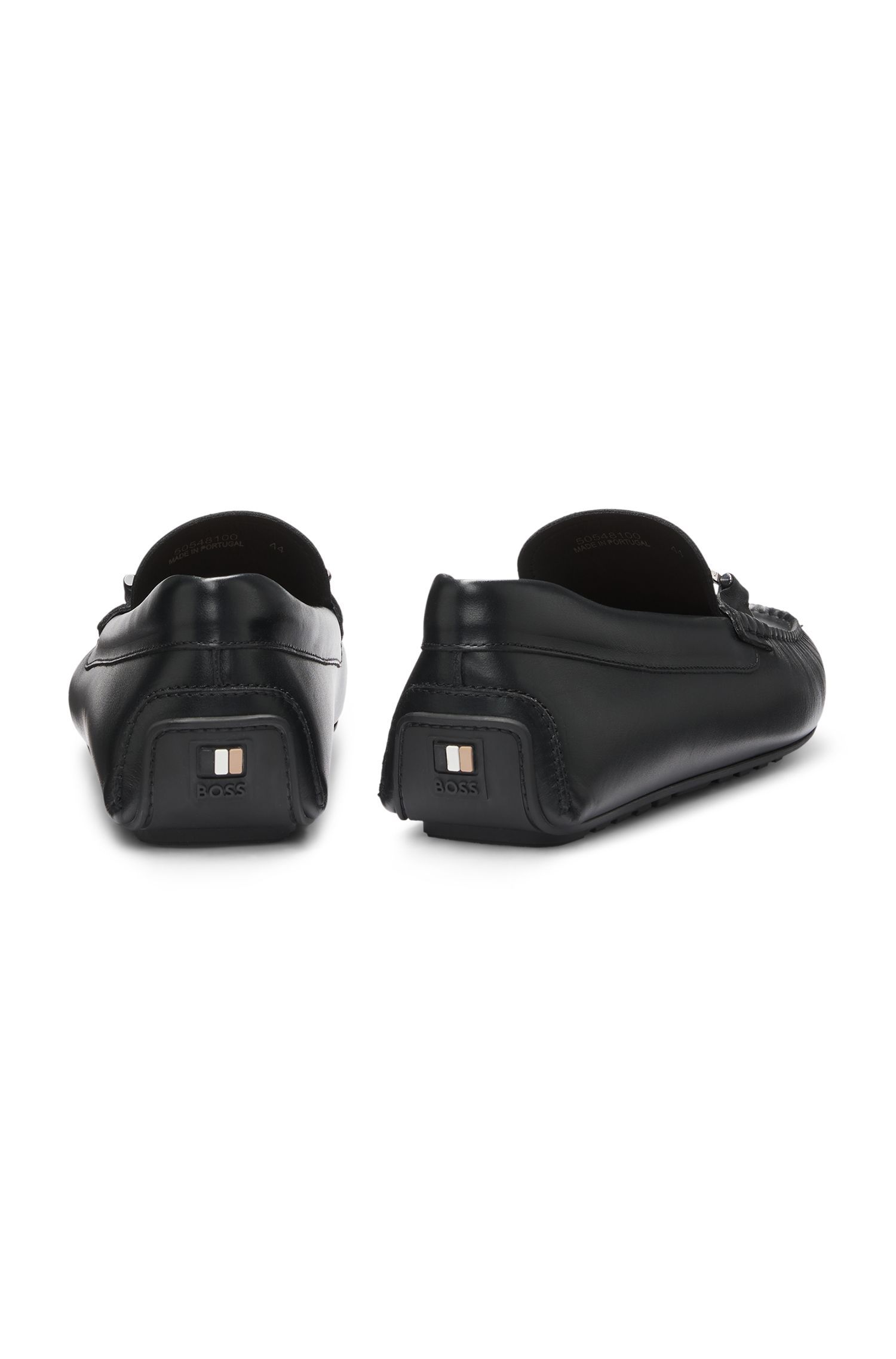 BOSS - Giày loafers da với chi tiết logo kim loại
