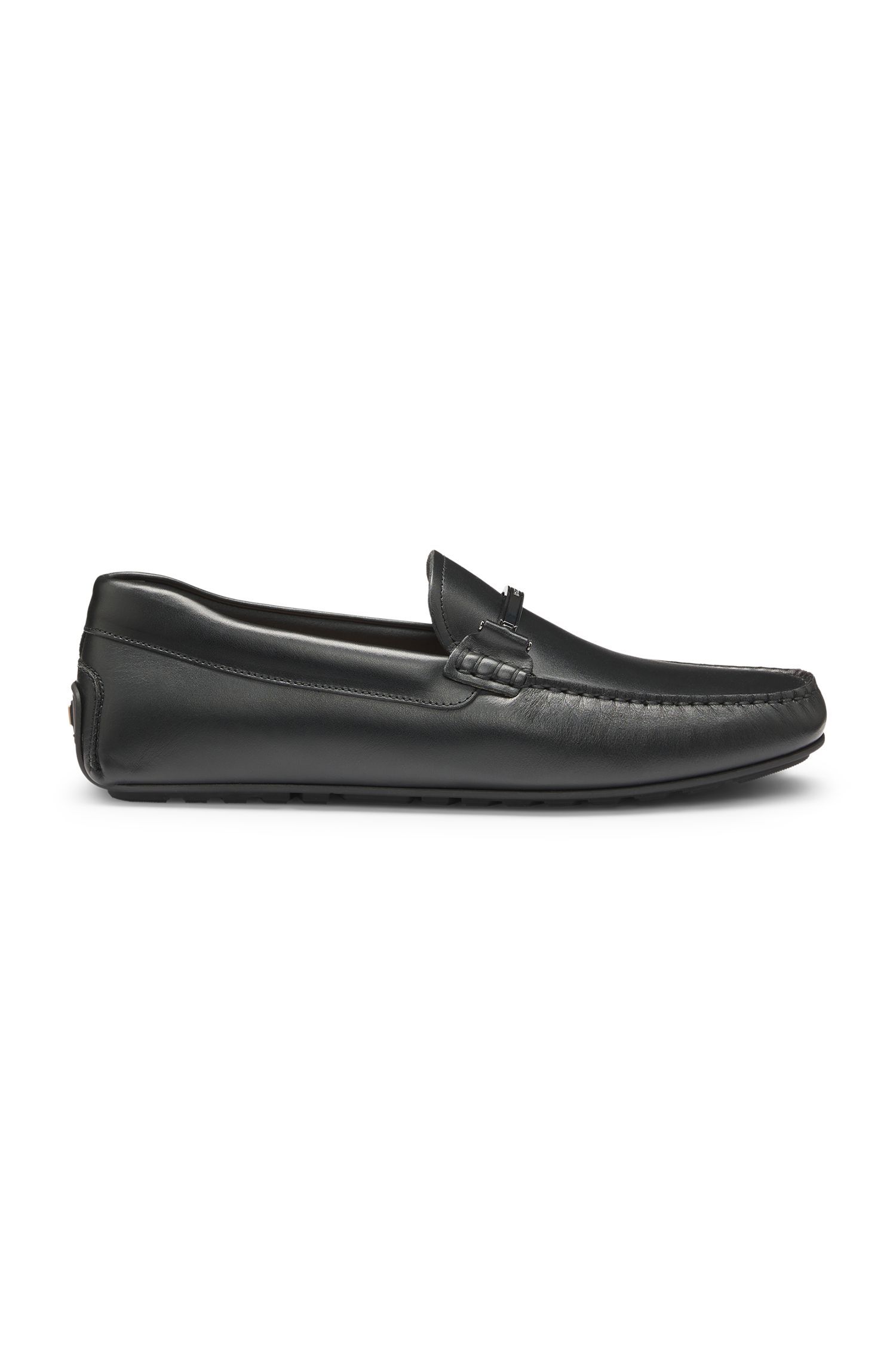 BOSS - Giày loafers da với chi tiết logo kim loại