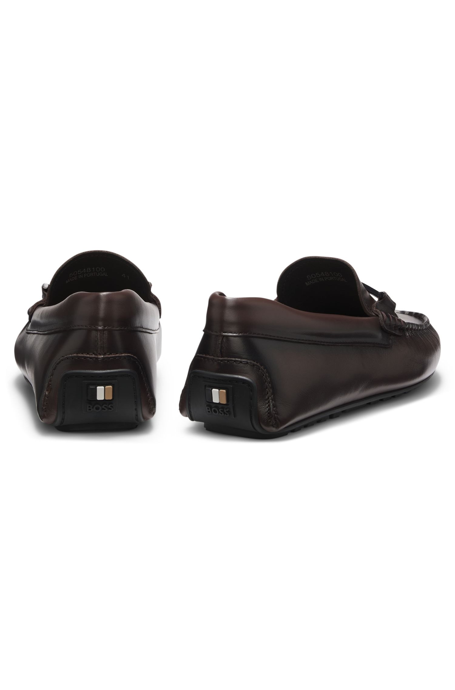 BOSS - Giày loafers da với chi tiết logo kim loại