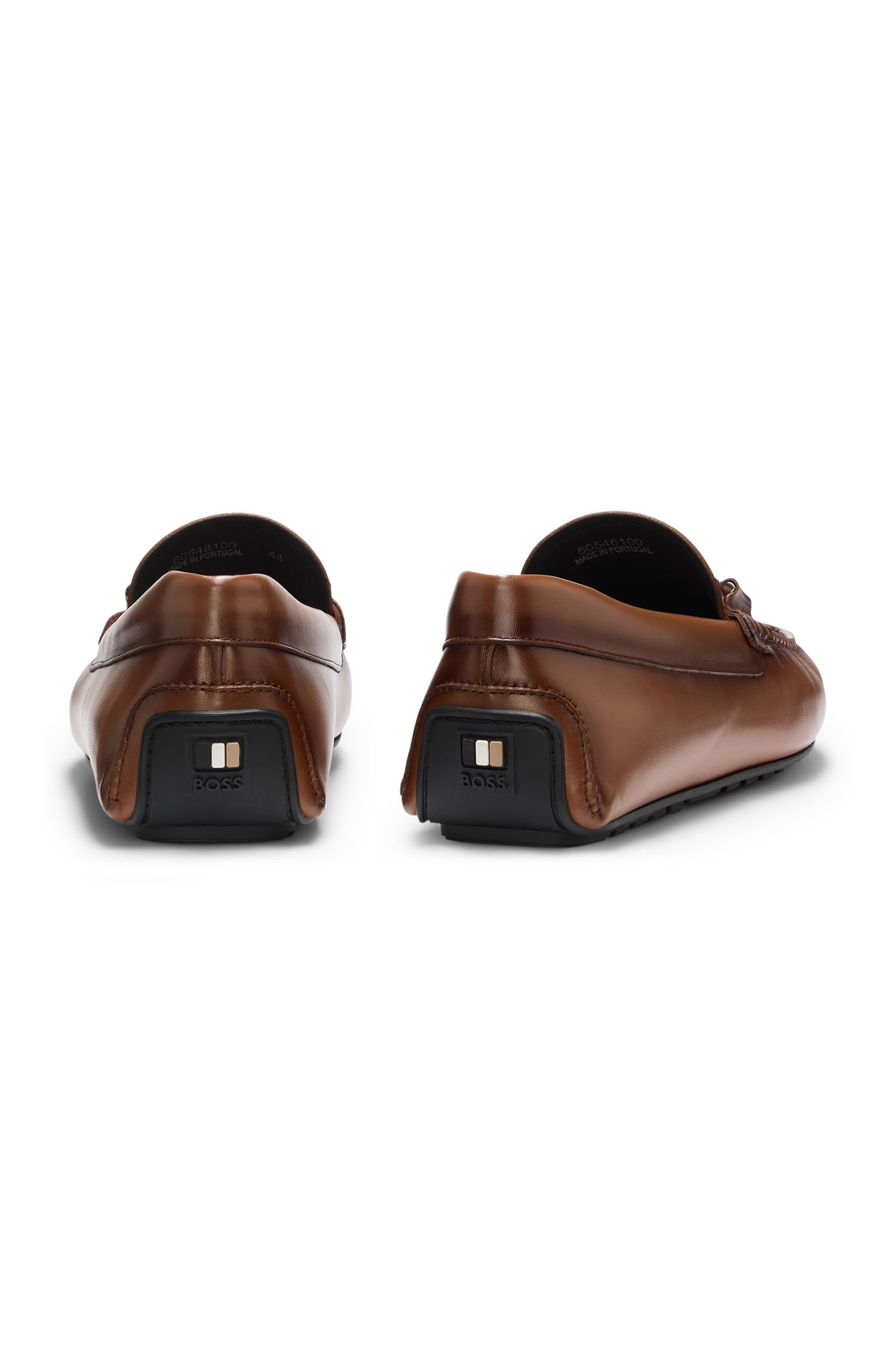 BOSS - Giày loafers da với chi tiết logo kim loại