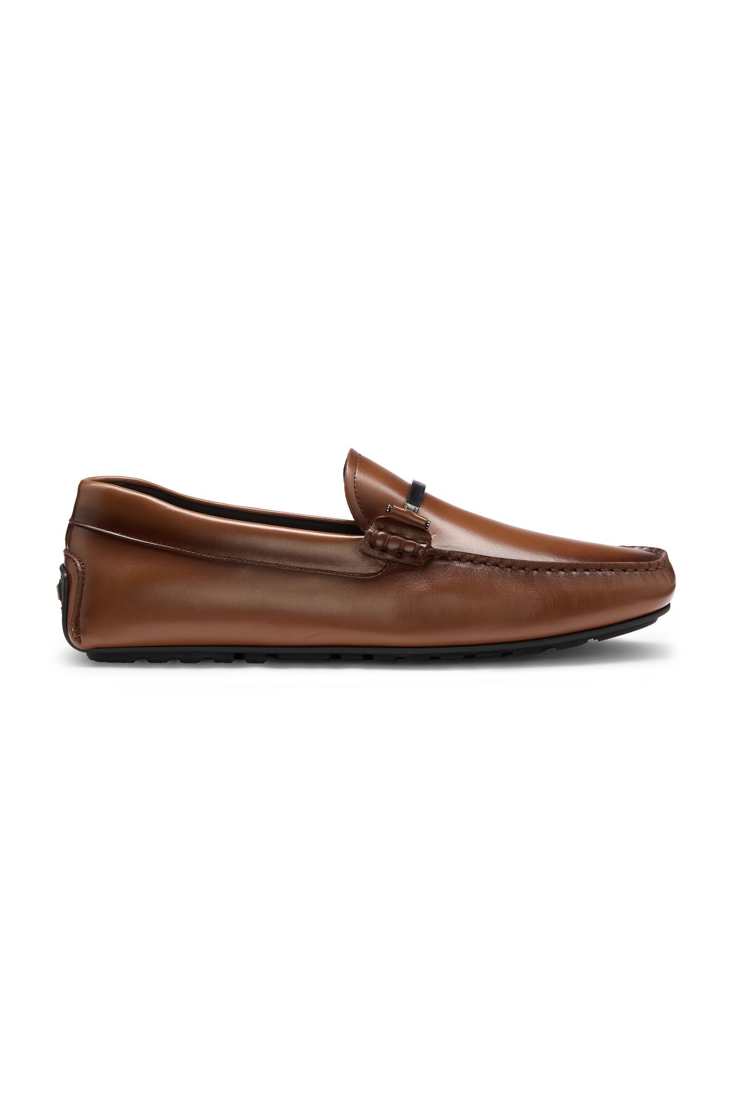 BOSS - Giày loafers da với chi tiết logo kim loại