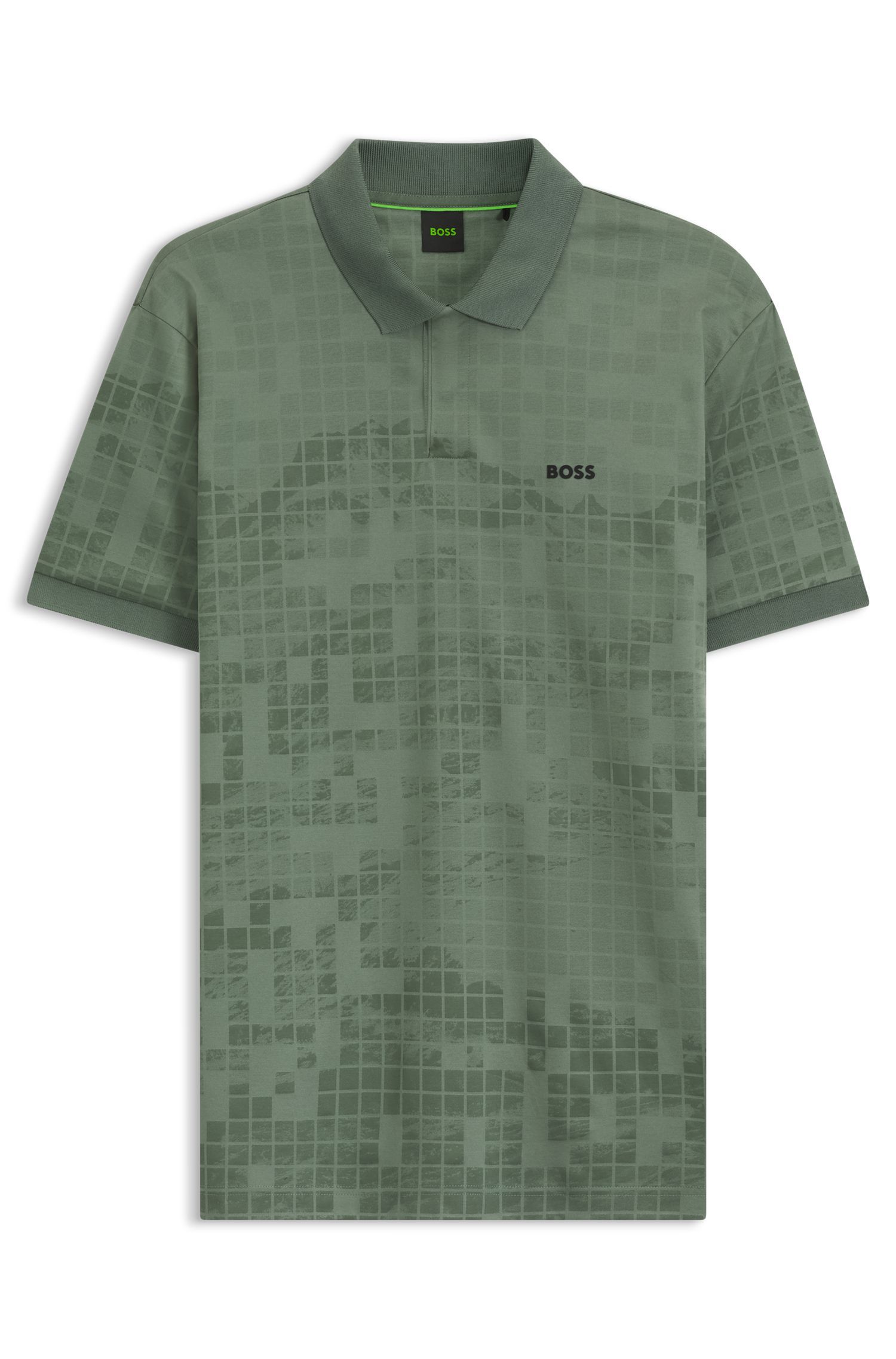 BOSS - Áo polo vải cotton mercerised in hình