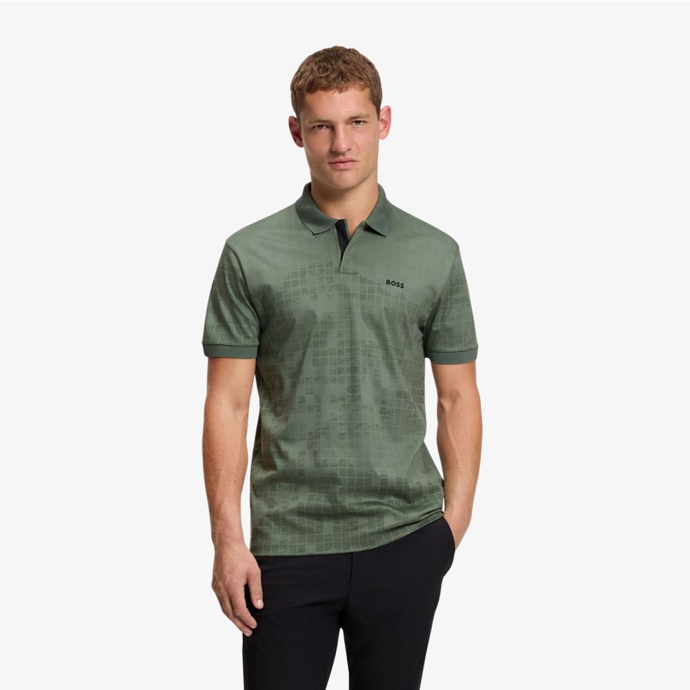 BOSS - Áo polo vải cotton mercerised in hình