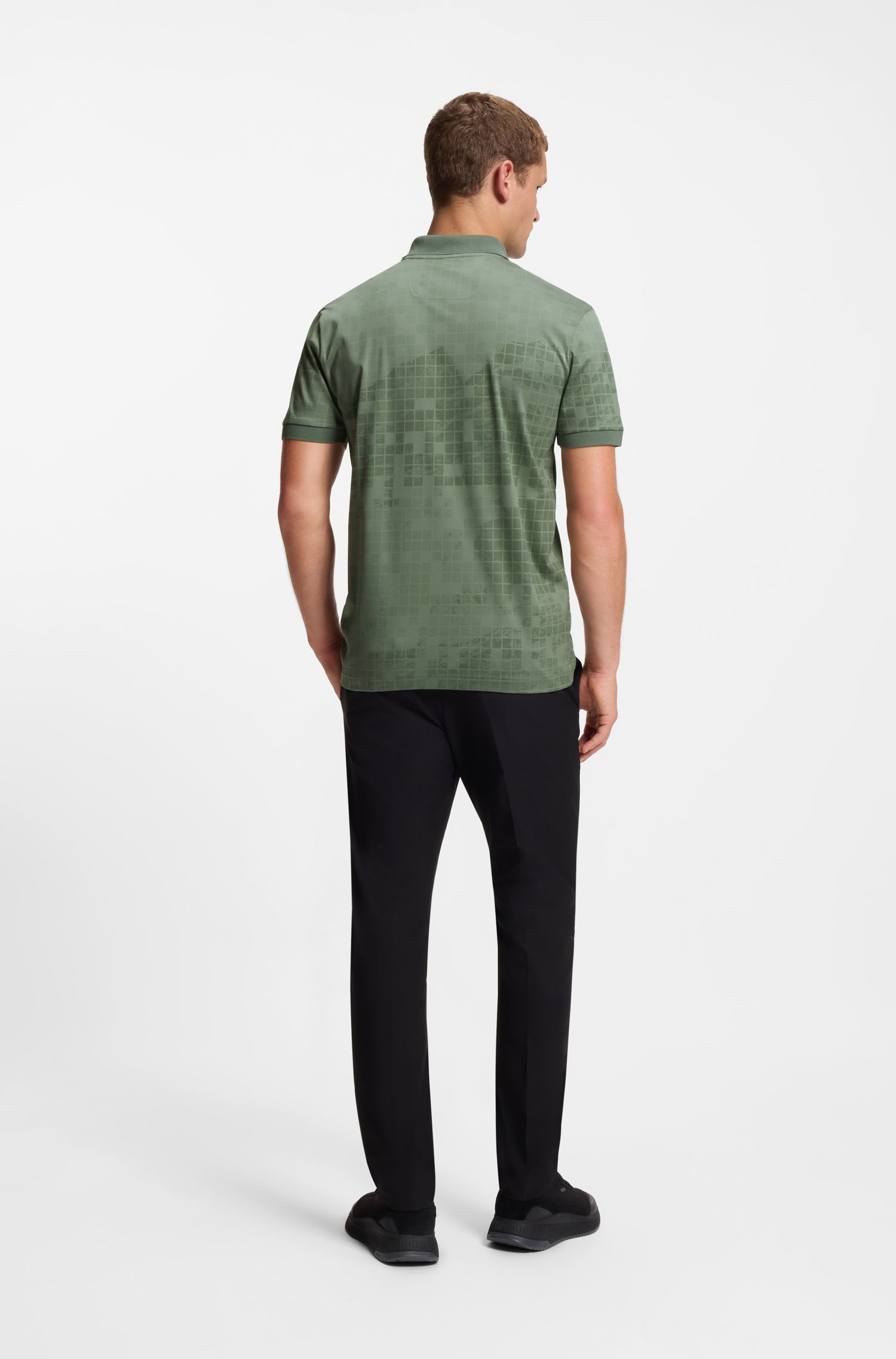 BOSS - Áo polo vải cotton mercerised in hình