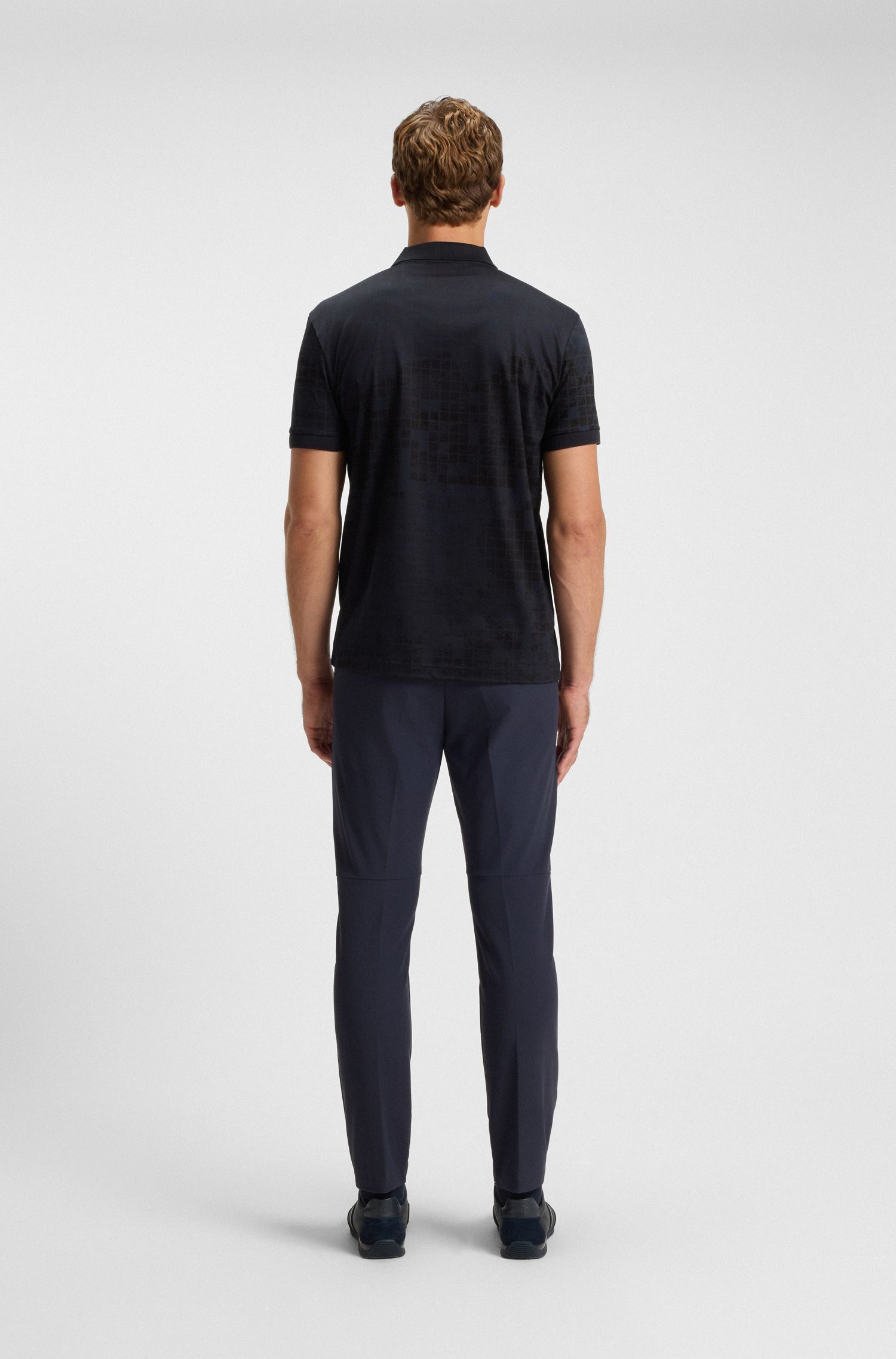 BOSS - Áo polo vải cotton mercerised in hình
