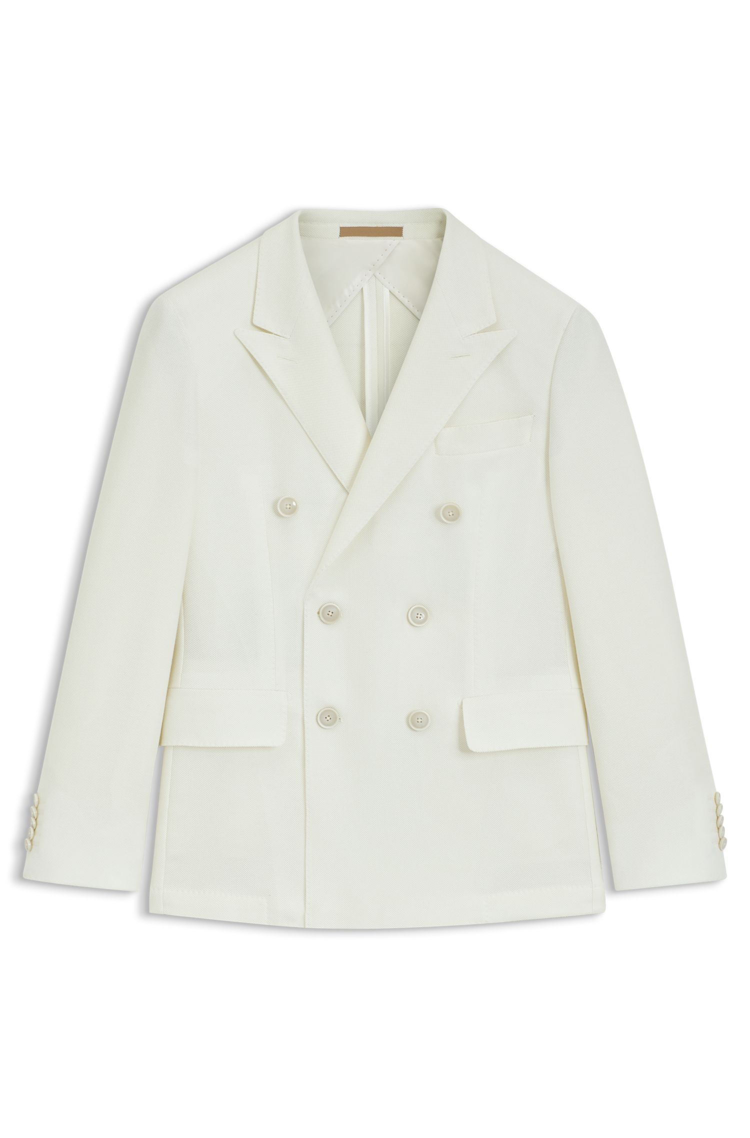 BOSS - Áo blazer dáng ôm cotton pha cashmere melange