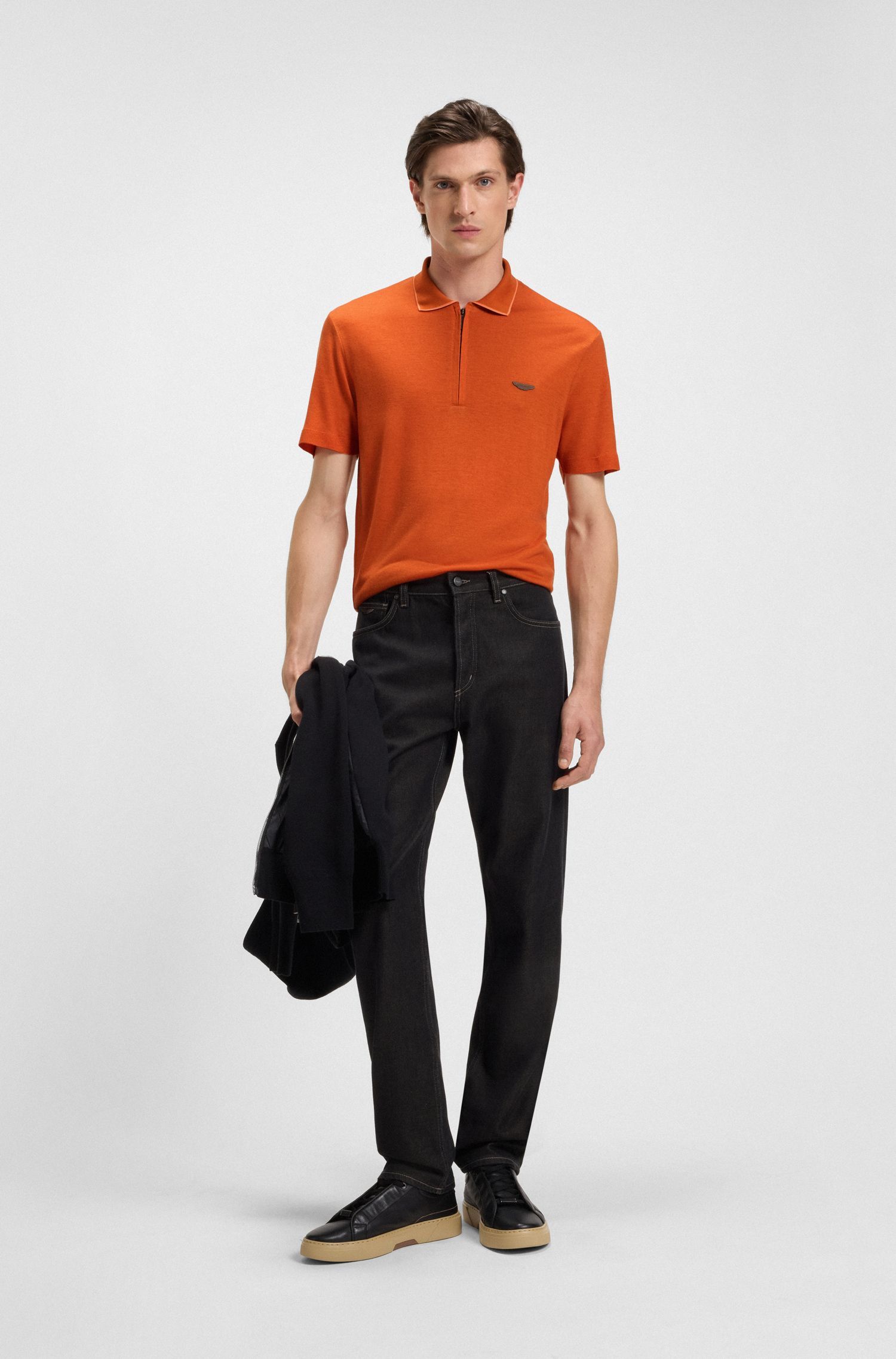 BOSS - Áo polo BOSS x ASTON MARTIN với logo da nubuck