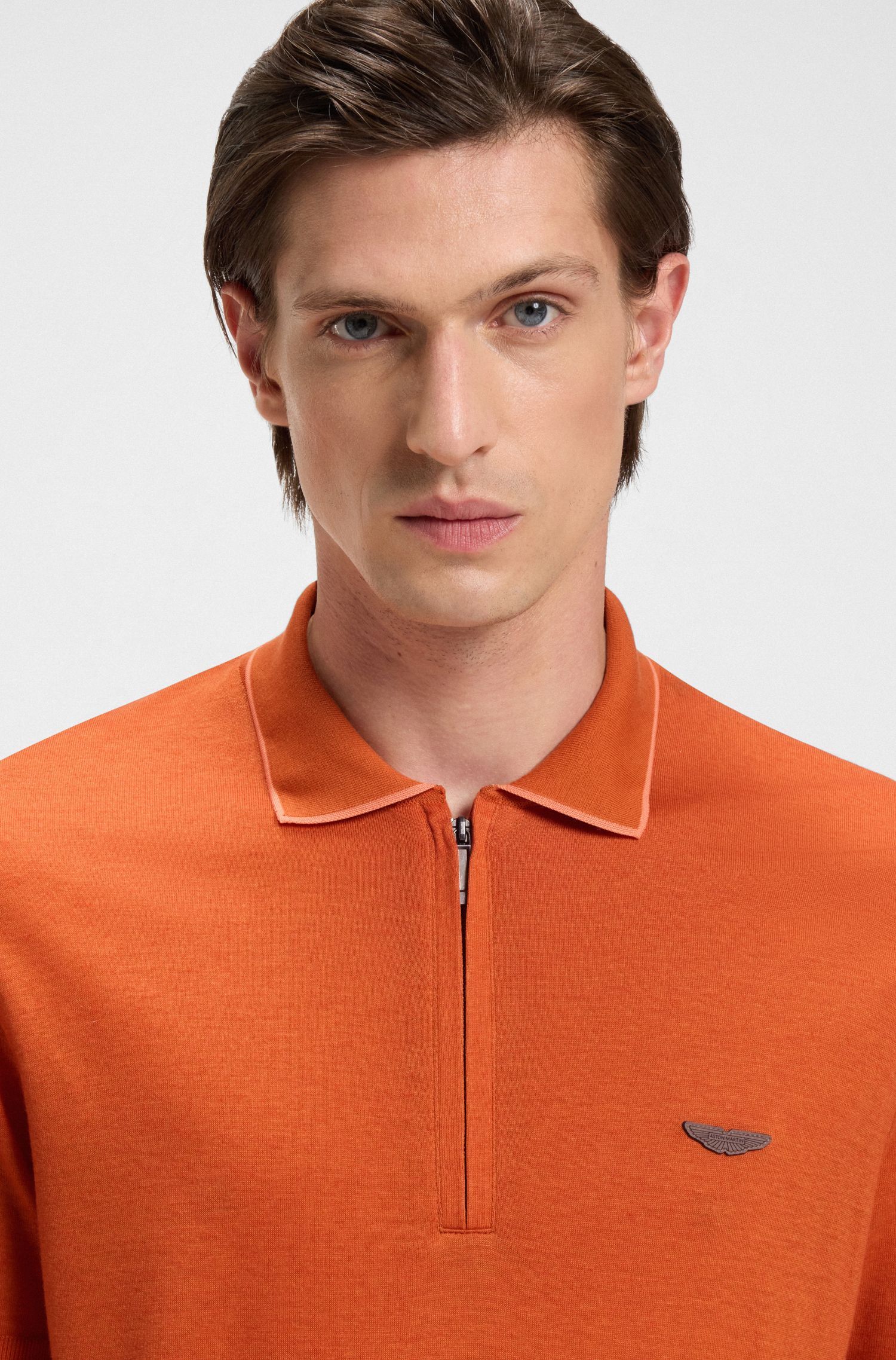 BOSS - Áo polo BOSS x ASTON MARTIN với logo da nubuck