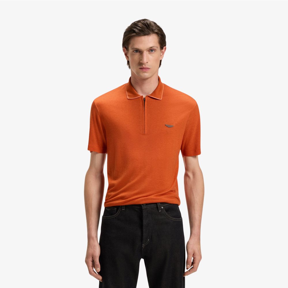BOSS - Áo polo BOSS x ASTON MARTIN với logo da nubuck