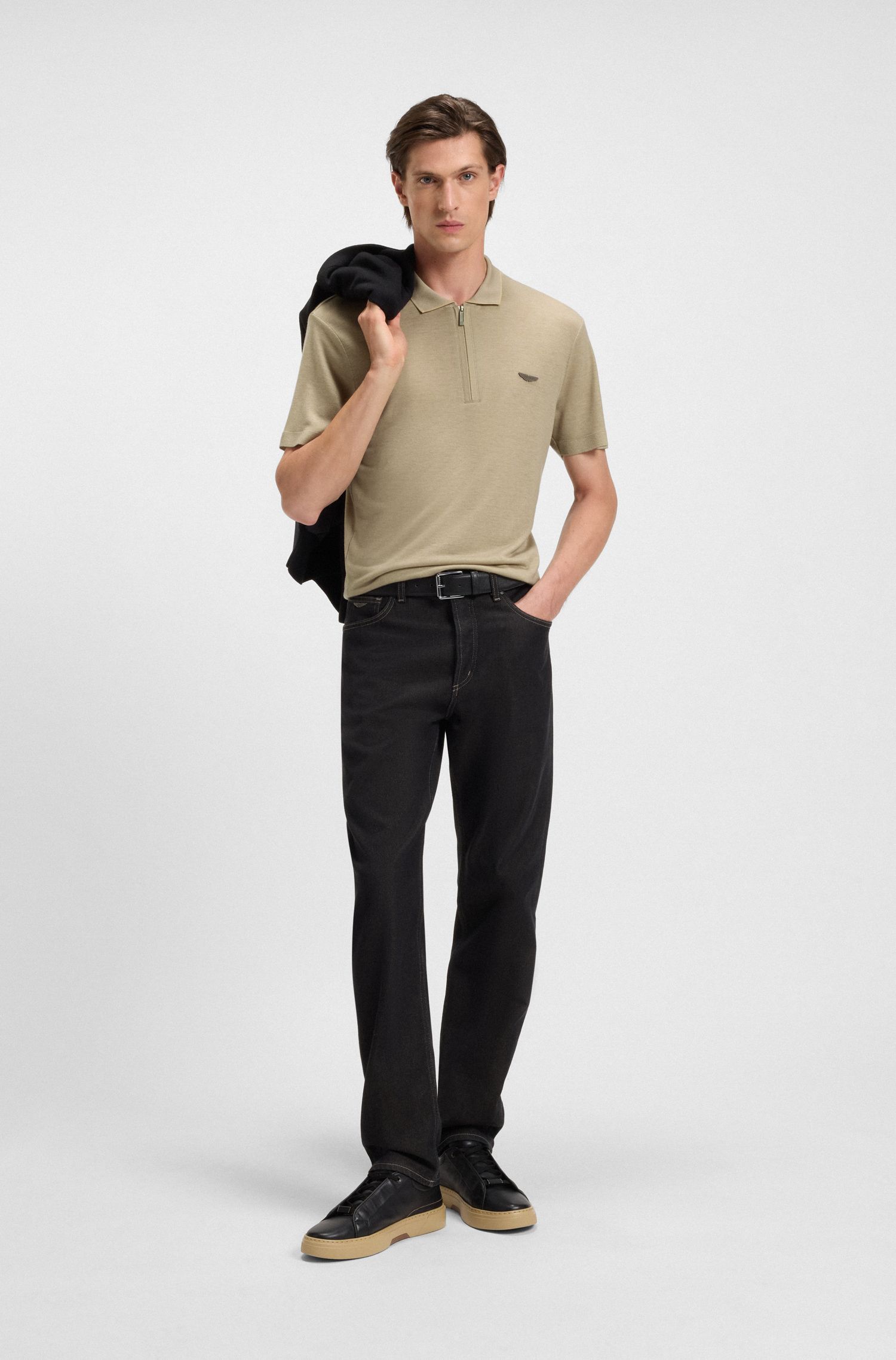 BOSS - Áo polo BOSS x ASTON MARTIN với logo da nubuck