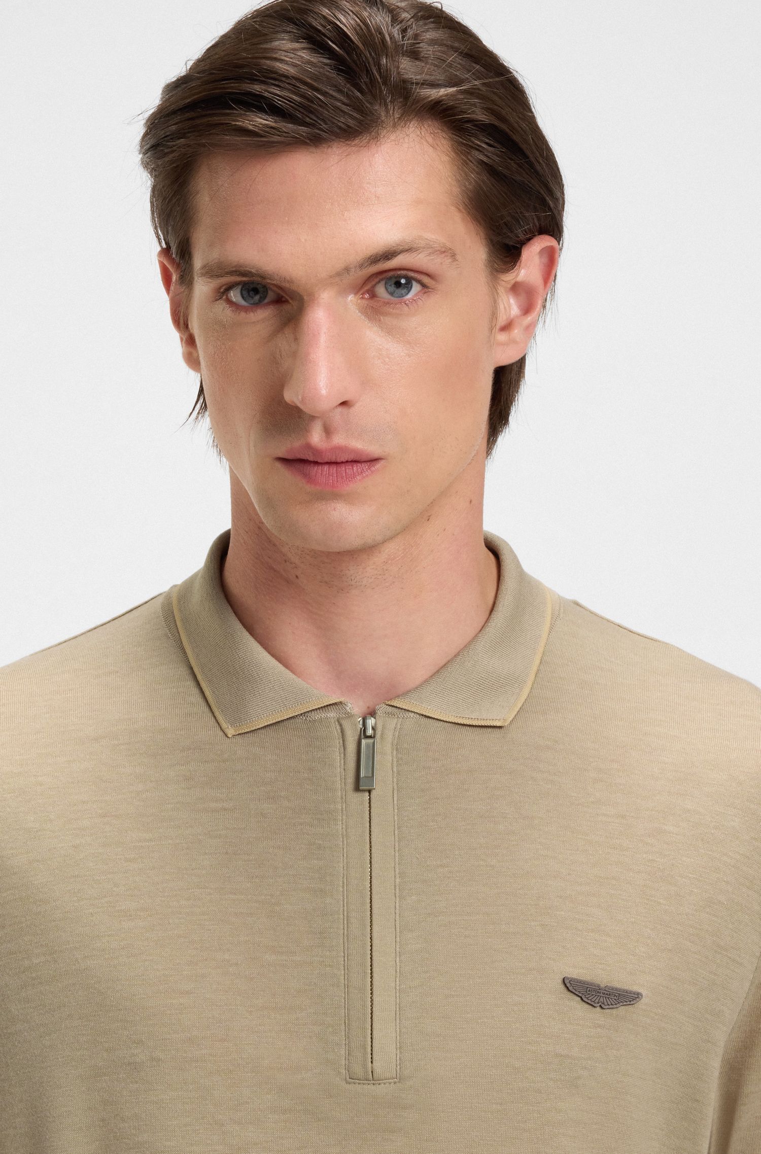 BOSS - Áo polo BOSS x ASTON MARTIN với logo da nubuck