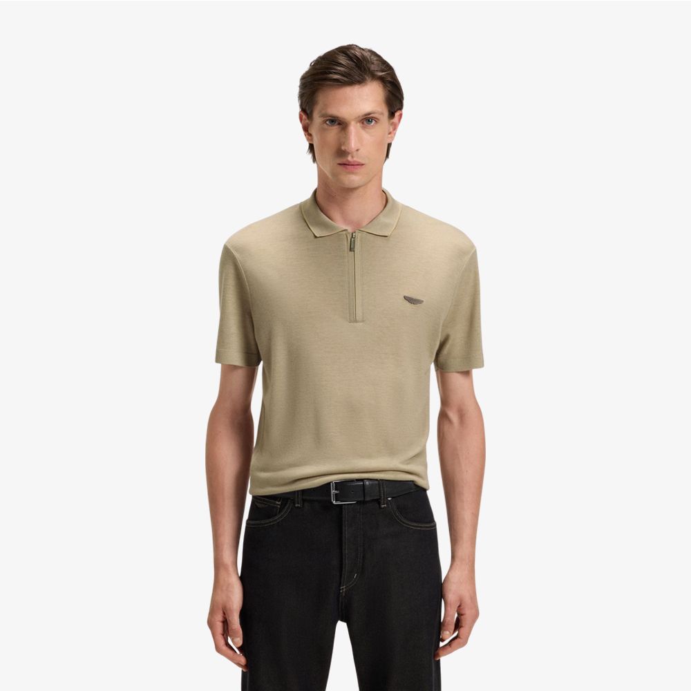 BOSS - Áo polo BOSS x ASTON MARTIN với logo da nubuck