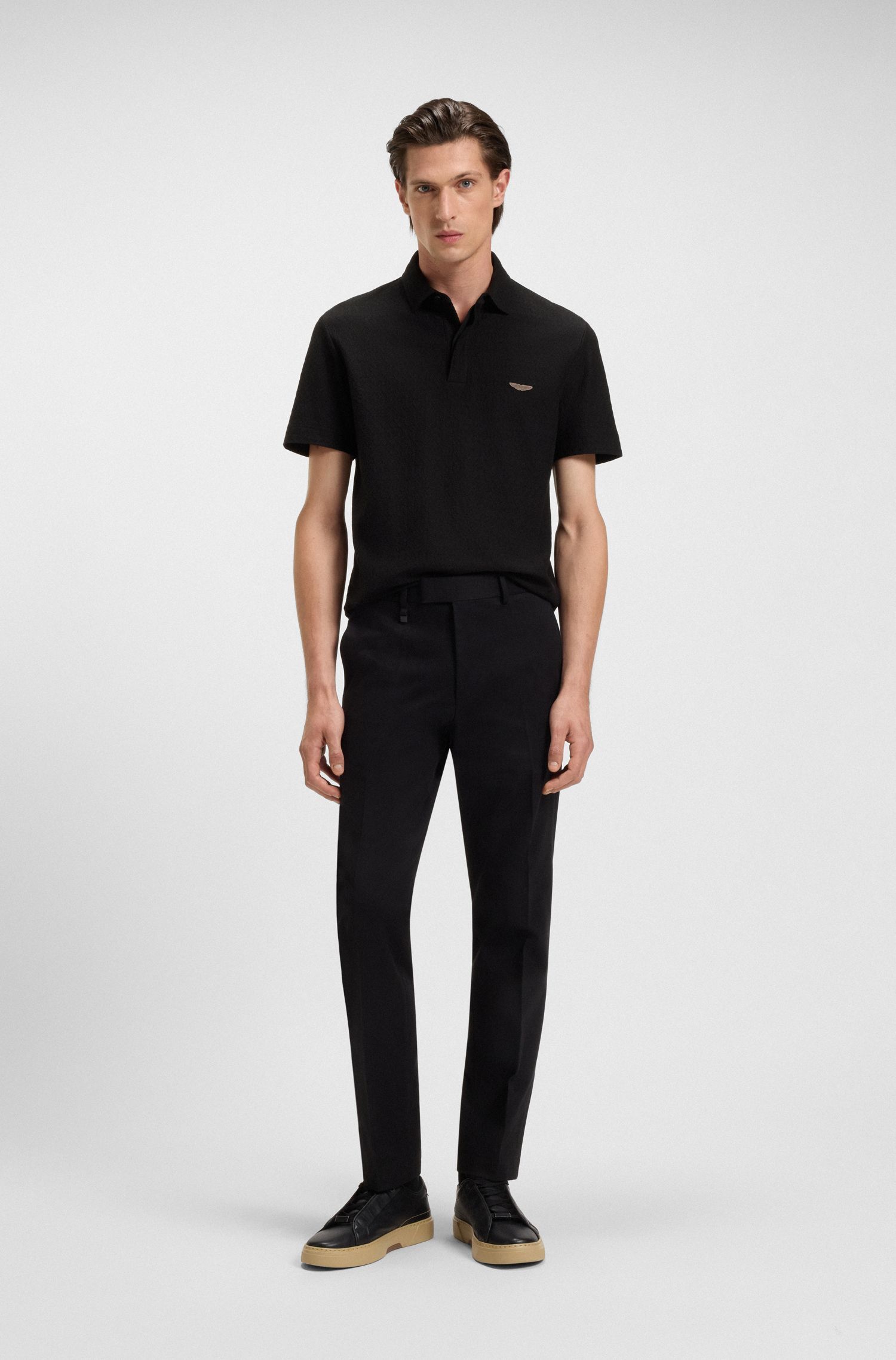 BOSS - Áo polo BOSS x ASTON MARTIN vải cotton pha lụa