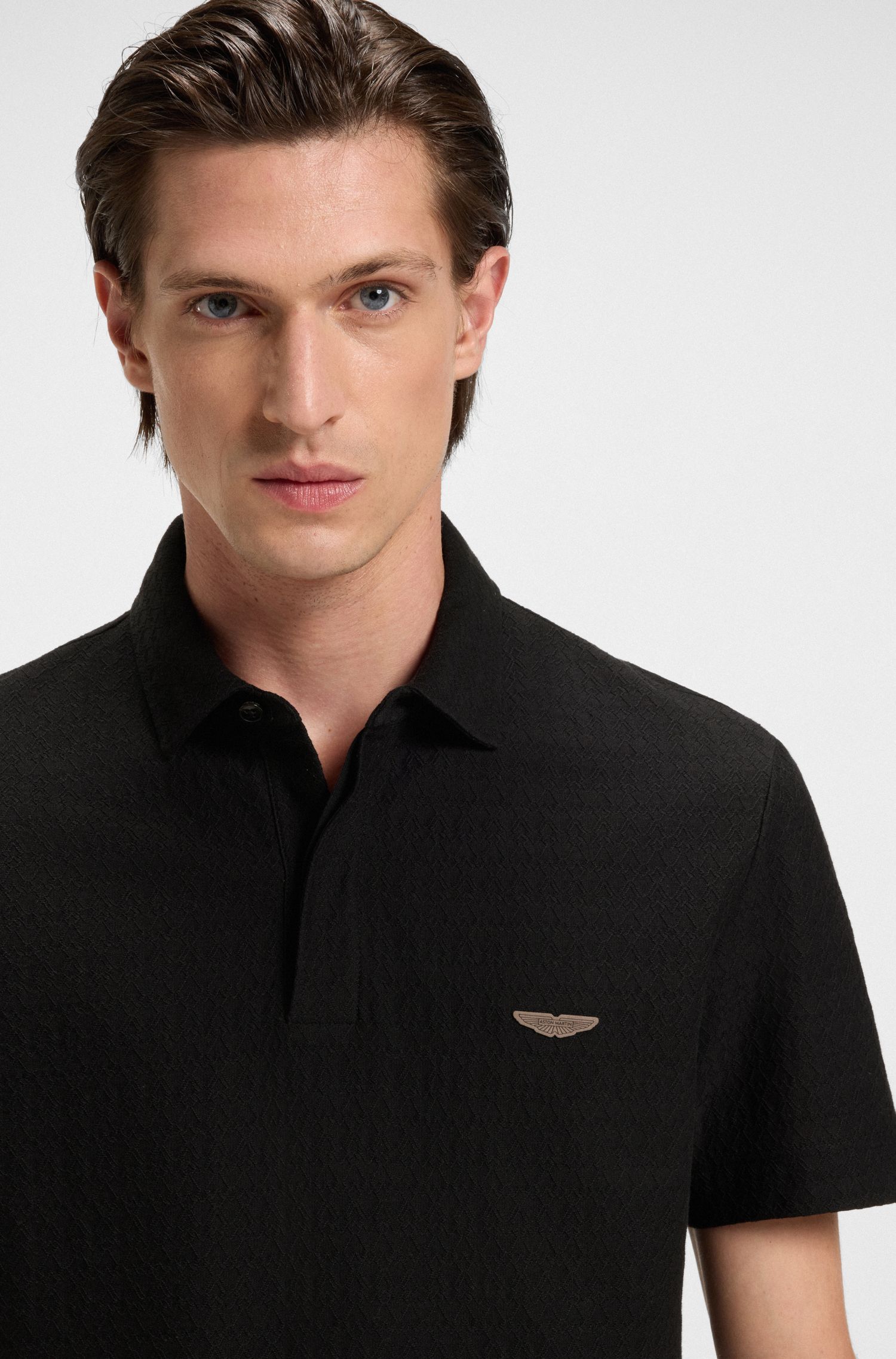 BOSS - Áo polo BOSS x ASTON MARTIN vải cotton pha lụa