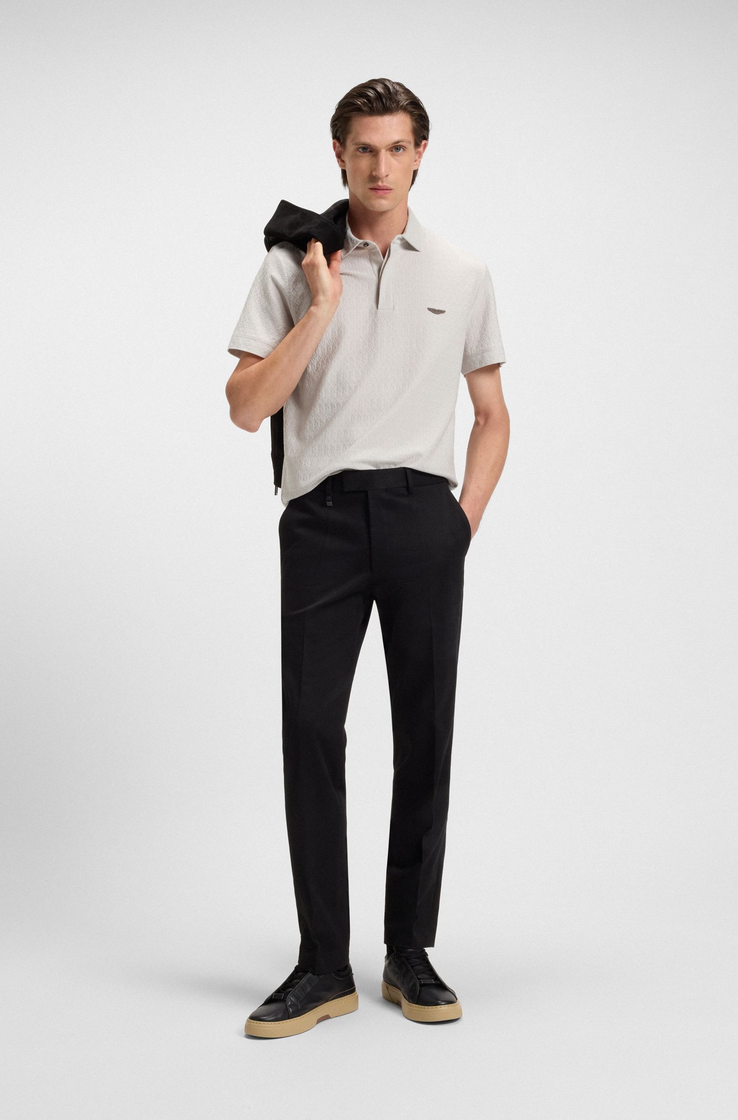 BOSS - Áo polo BOSS x ASTON MARTIN vải cotton pha lụa