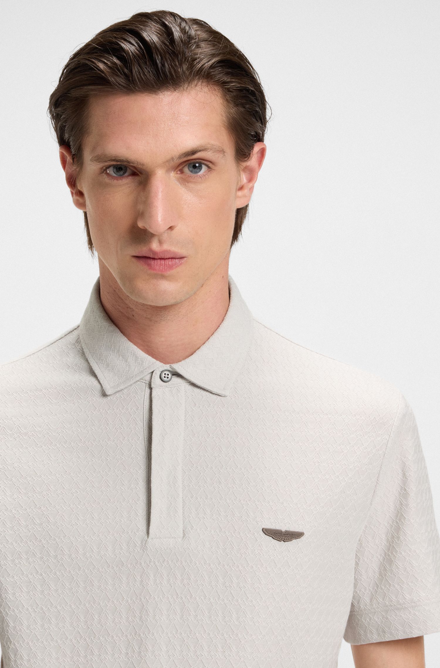 BOSS - Áo polo BOSS x ASTON MARTIN vải cotton pha lụa