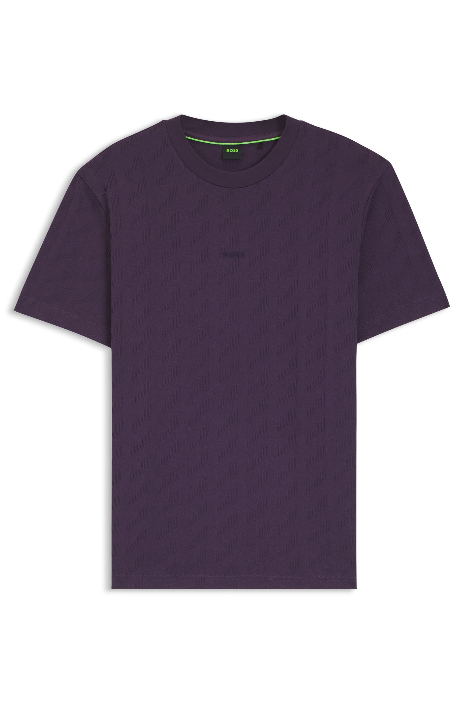 BOSS - Áo thun cotton họa tiết jacquard