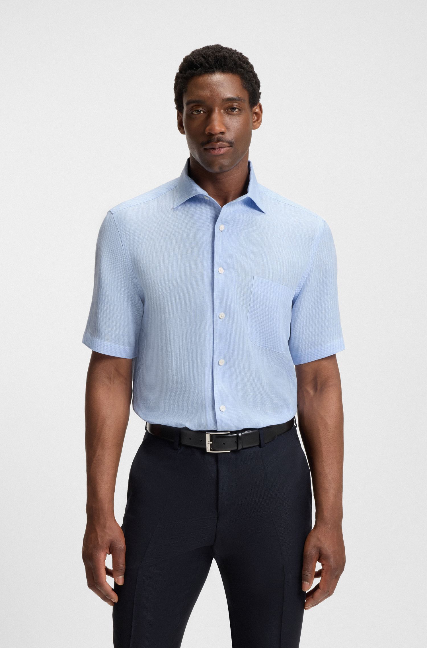BECKHAM x BOSS Áo sơ mi linen dáng suông