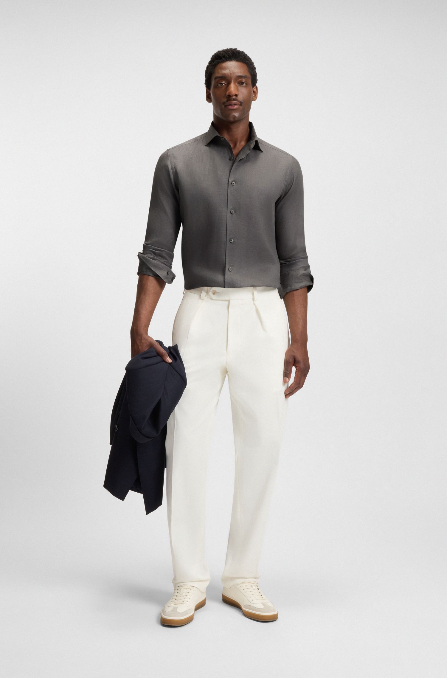 BOSS - BECKHAM x BOSS Áo sơ mi linen dáng regular fit