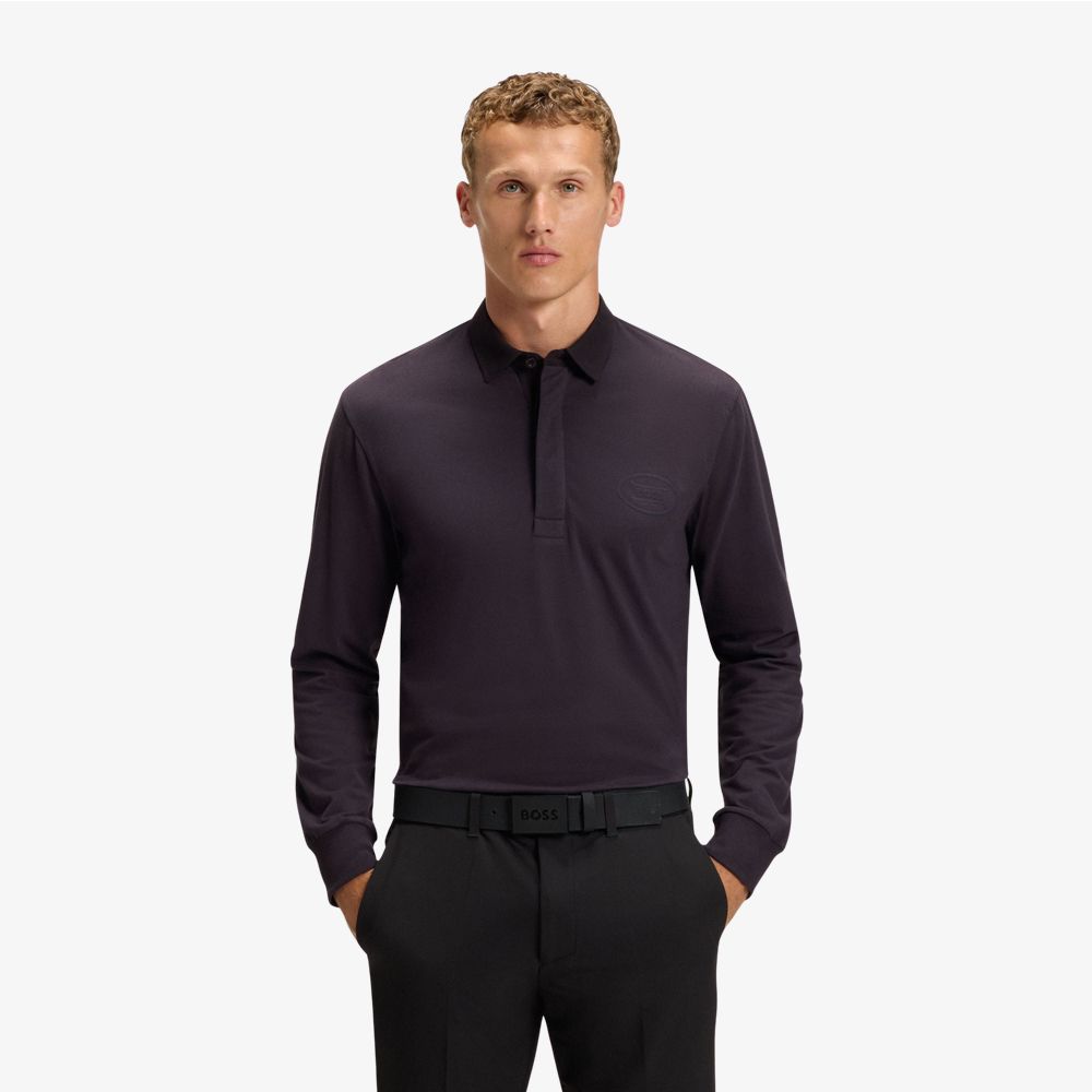 BOSS - Áo polo dài tay phối tương phản