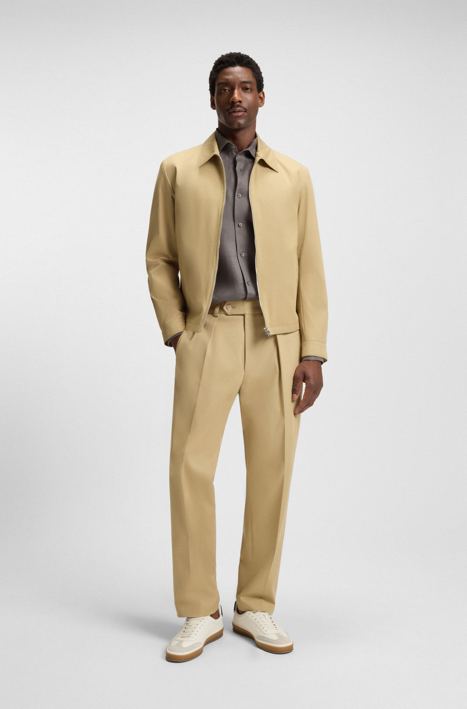 BOSS - BECKHAM x BOSS Áo khoác nam chất liệu cotton pha khóa kéo