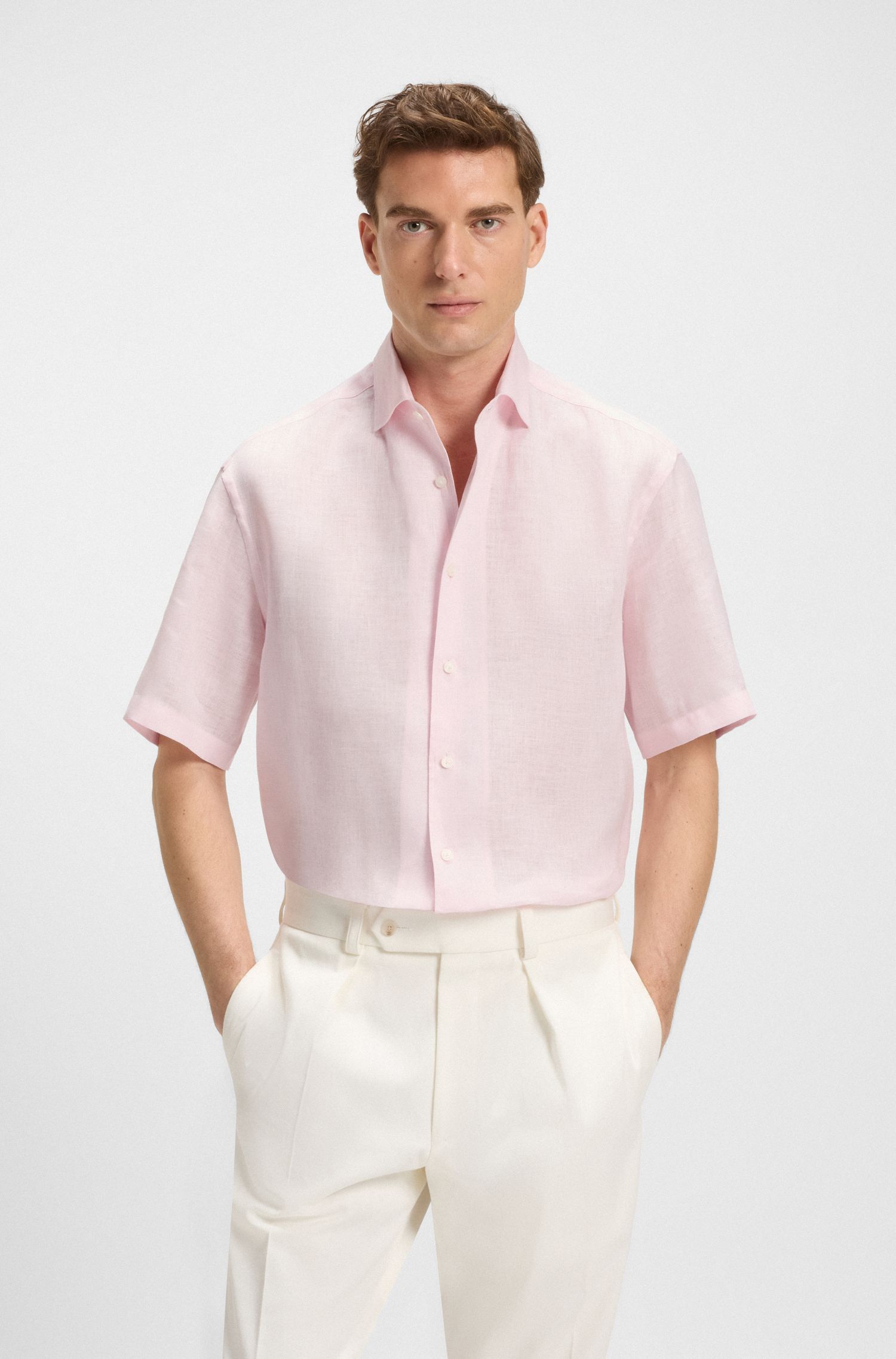 BOSS - BECKHAM x BOSS Áo sơ mi linen dáng rộng