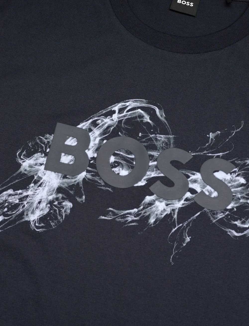 BOSS - Áo thun cotton in họa tiết