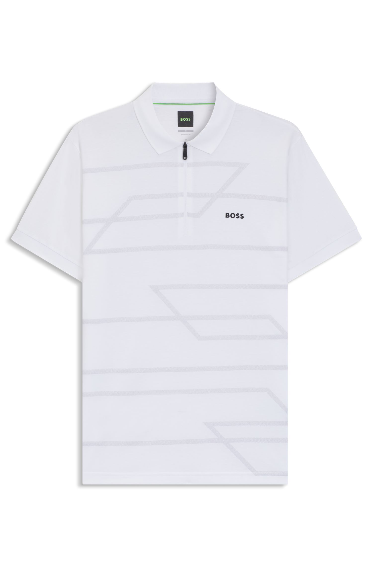 BOSS - Áo polo cotton dáng slim fit in họa tiết