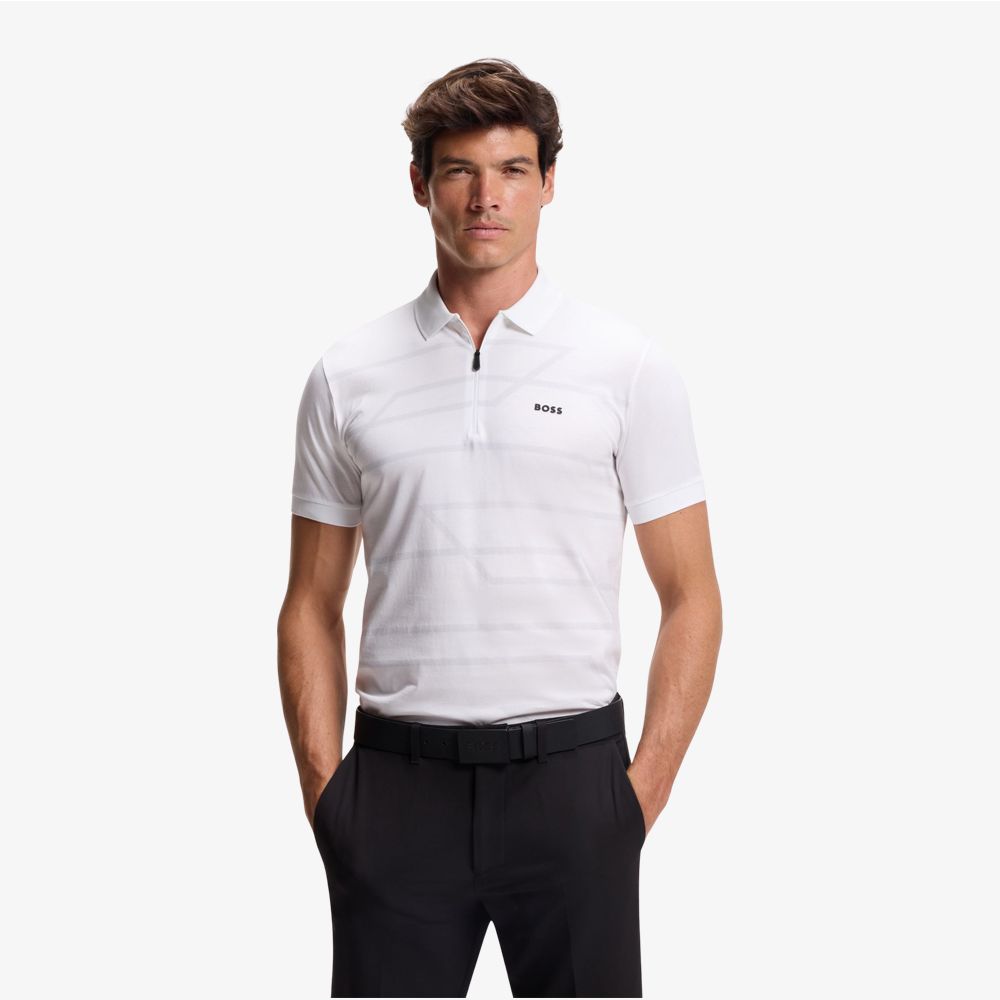 BOSS - Áo polo cotton dáng slim fit in họa tiết