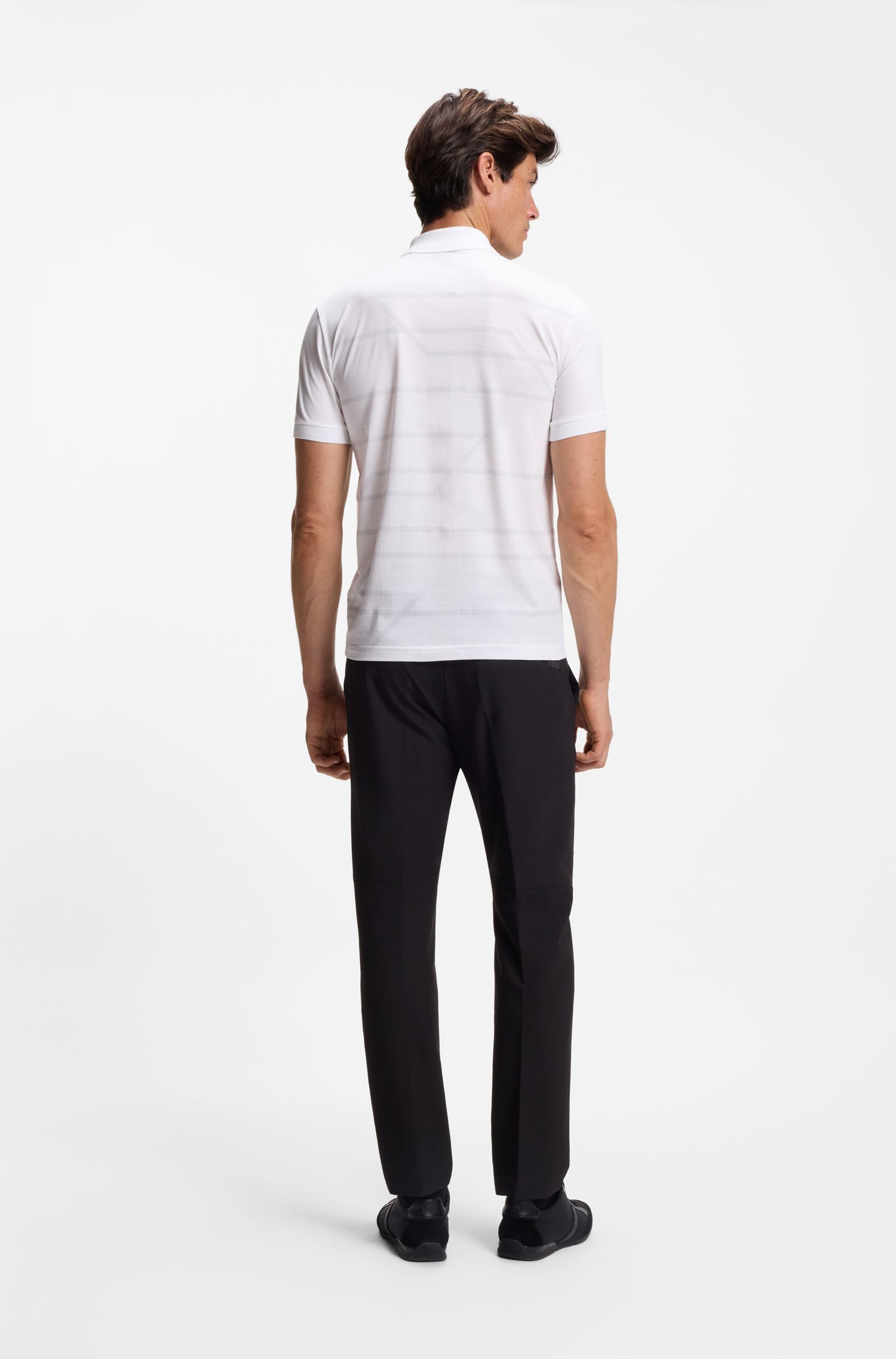 BOSS - Áo polo cotton dáng slim fit in họa tiết