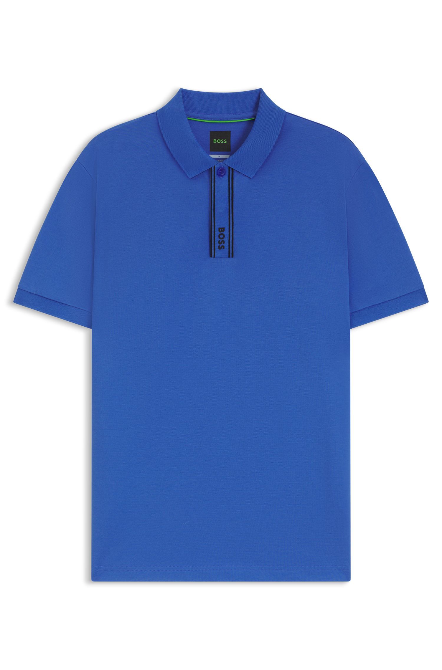 BOSS - Áo polo Paddy với hàng nẹp áo kẻ sọc và logo