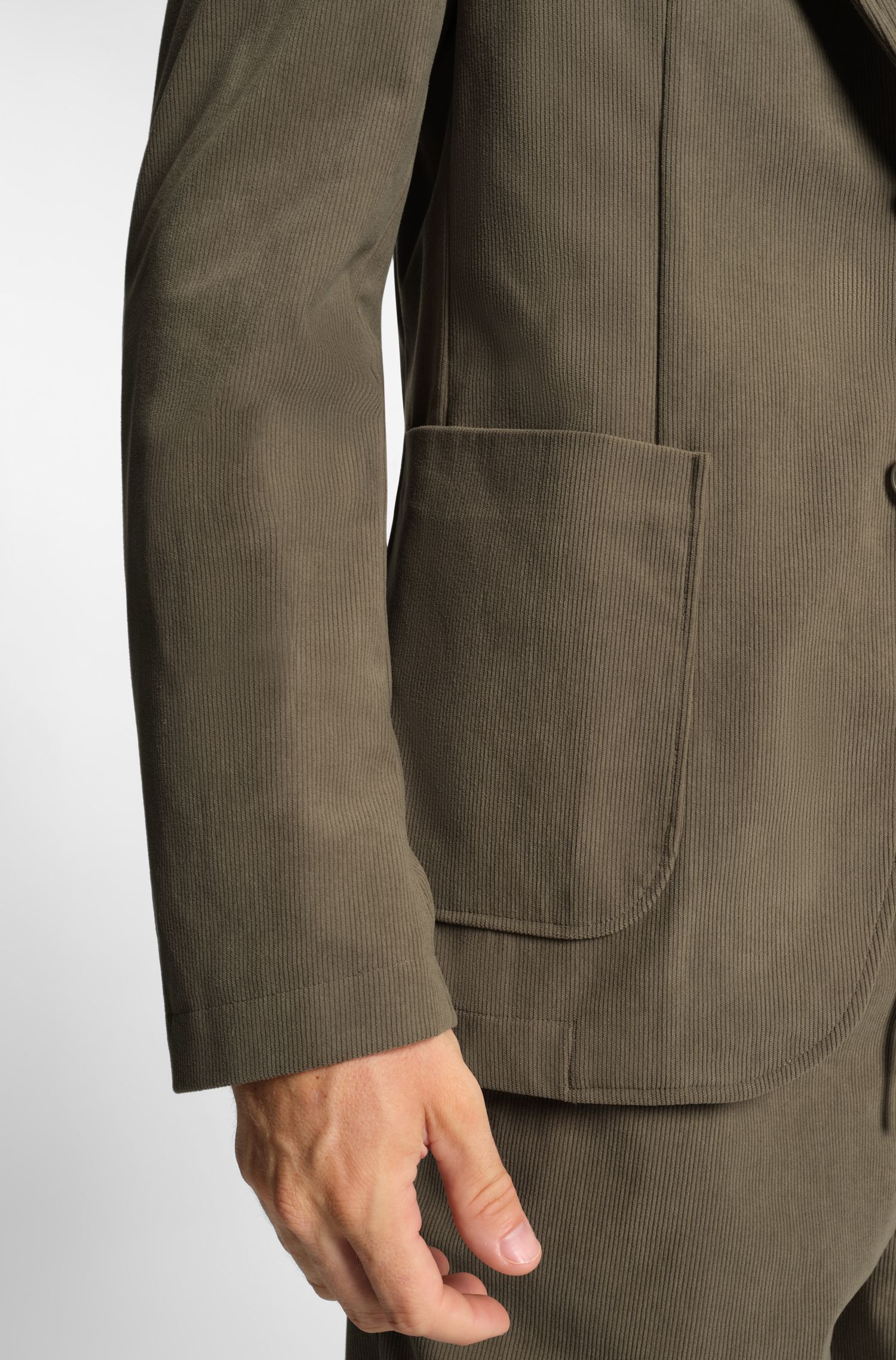 BOSS - Áo khoác dáng slim fit kèm mũ liền