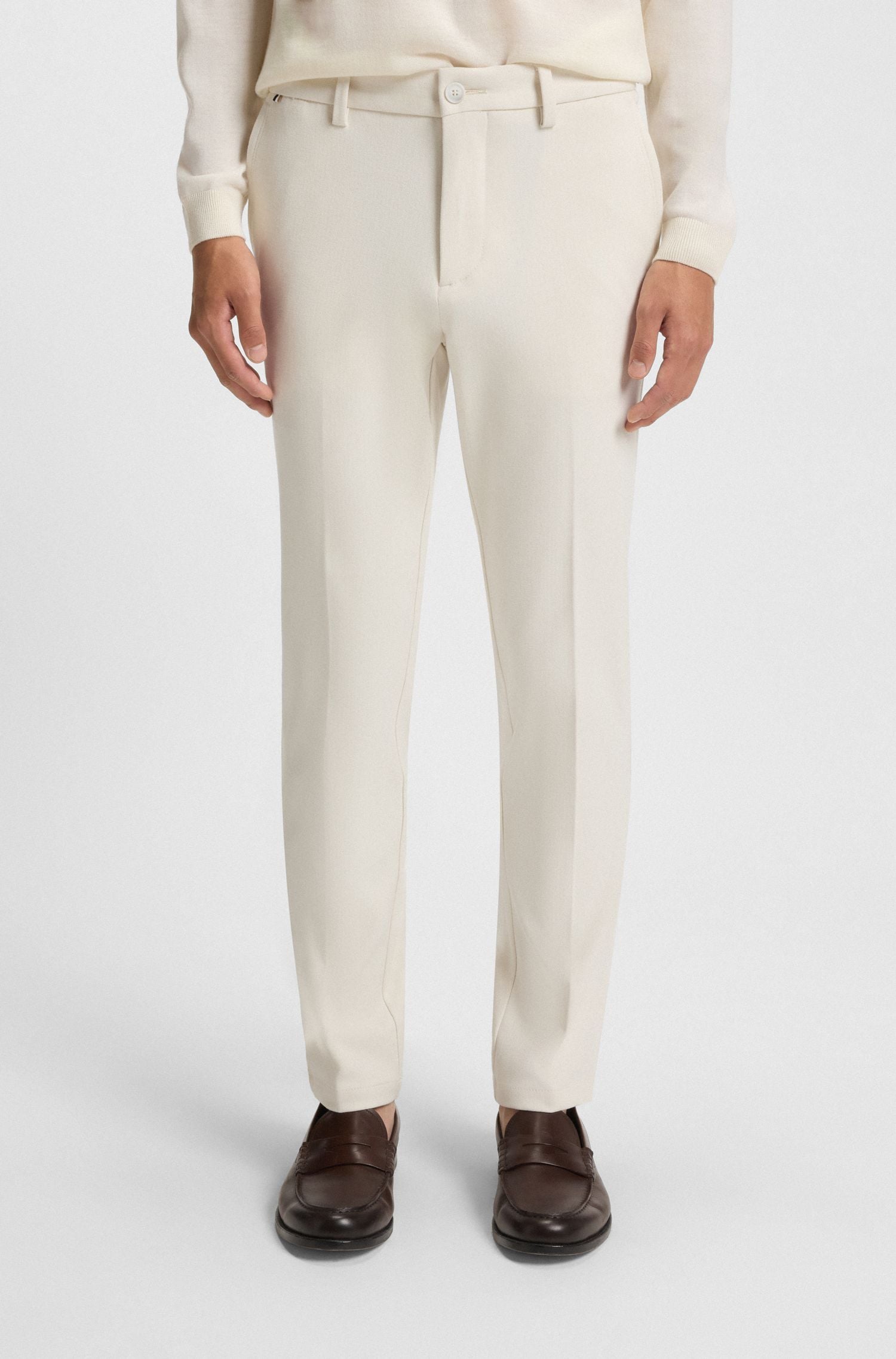 Quần âu dáng slim fit vải họa tiết herringbone chải mịn