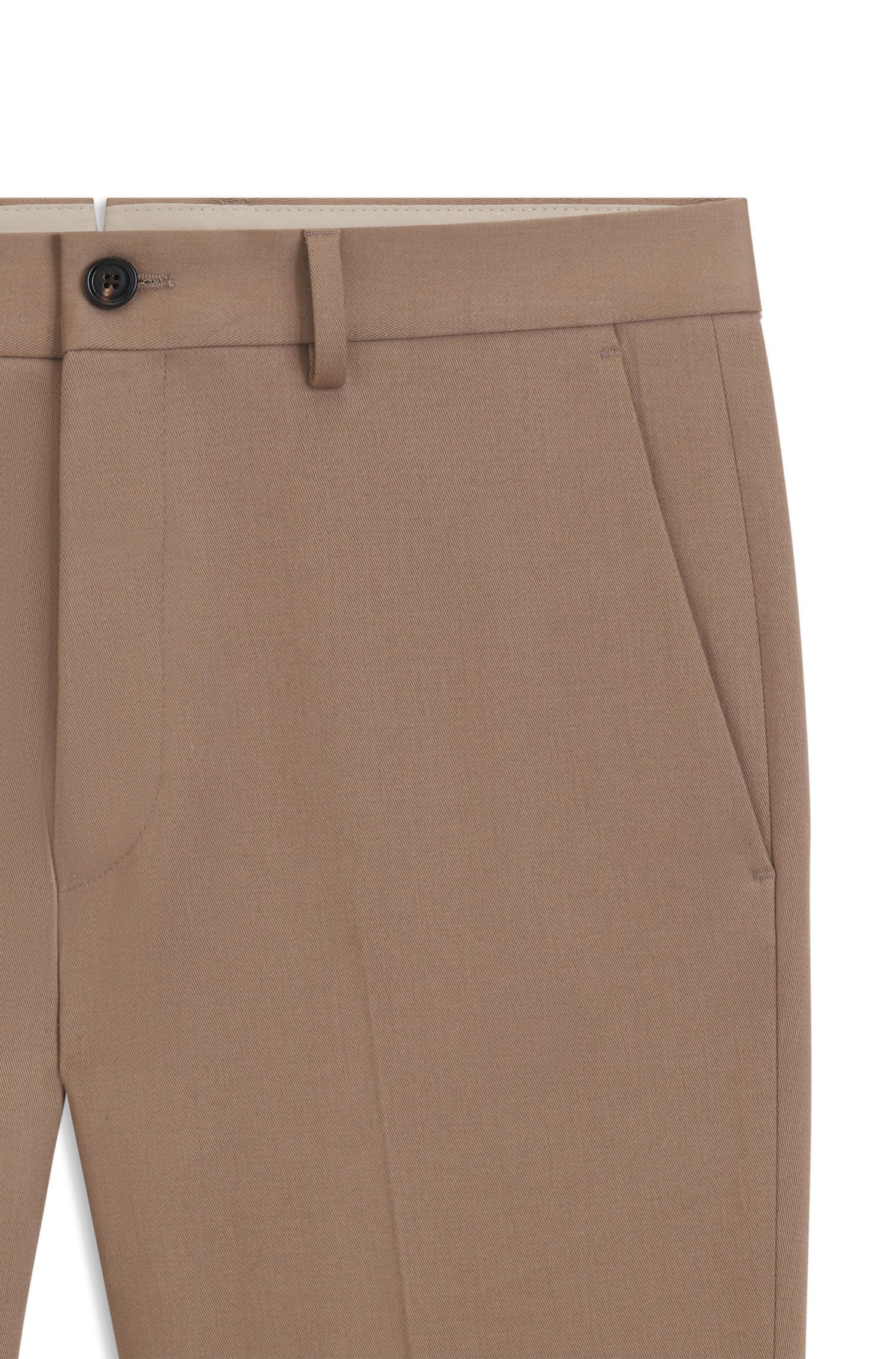 BOSS - Quần âu dáng slim fit vải cotton-cashmere co giãn