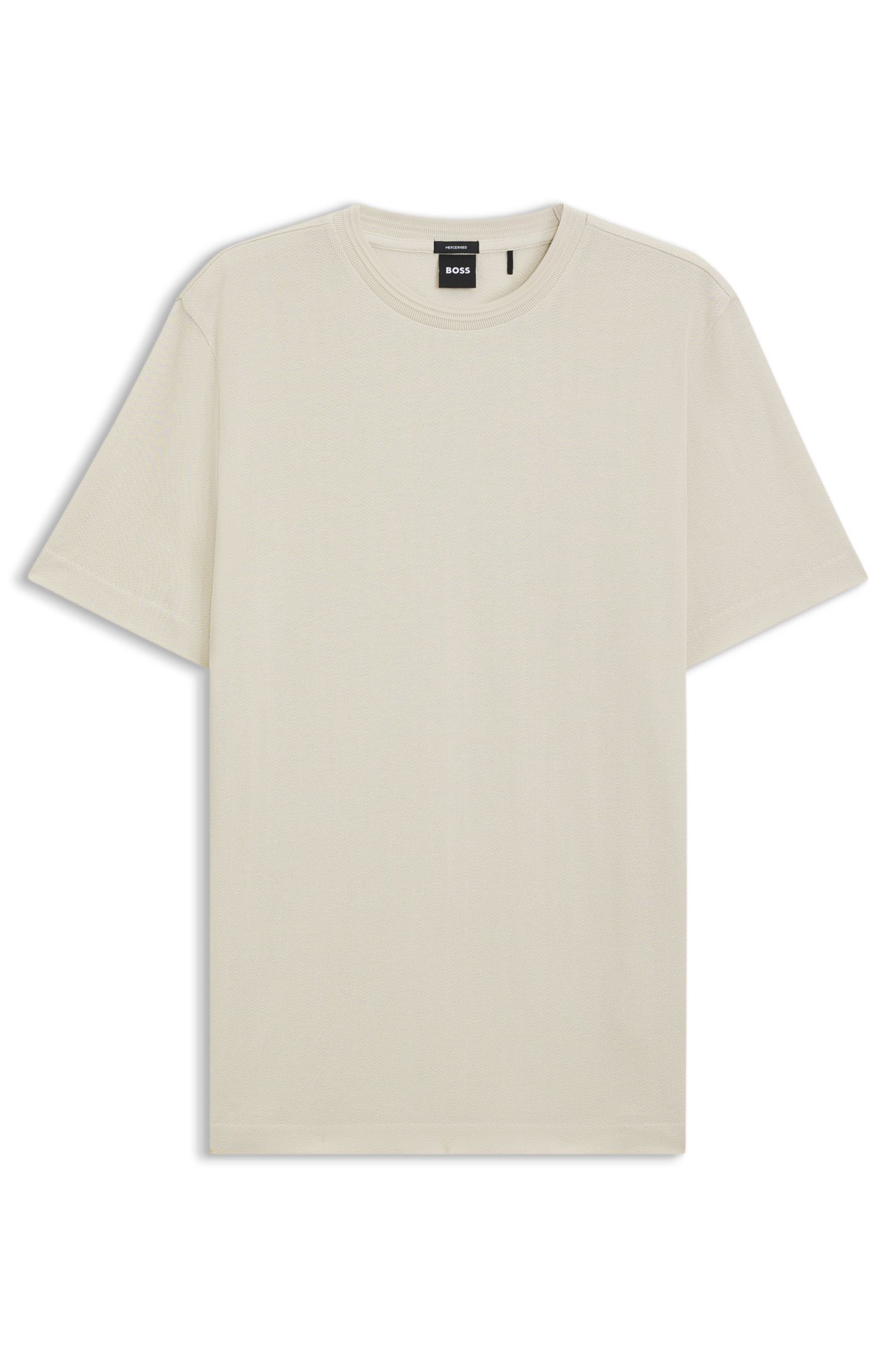 BOSS - Áo thun vải cotton họa tiết herringbone