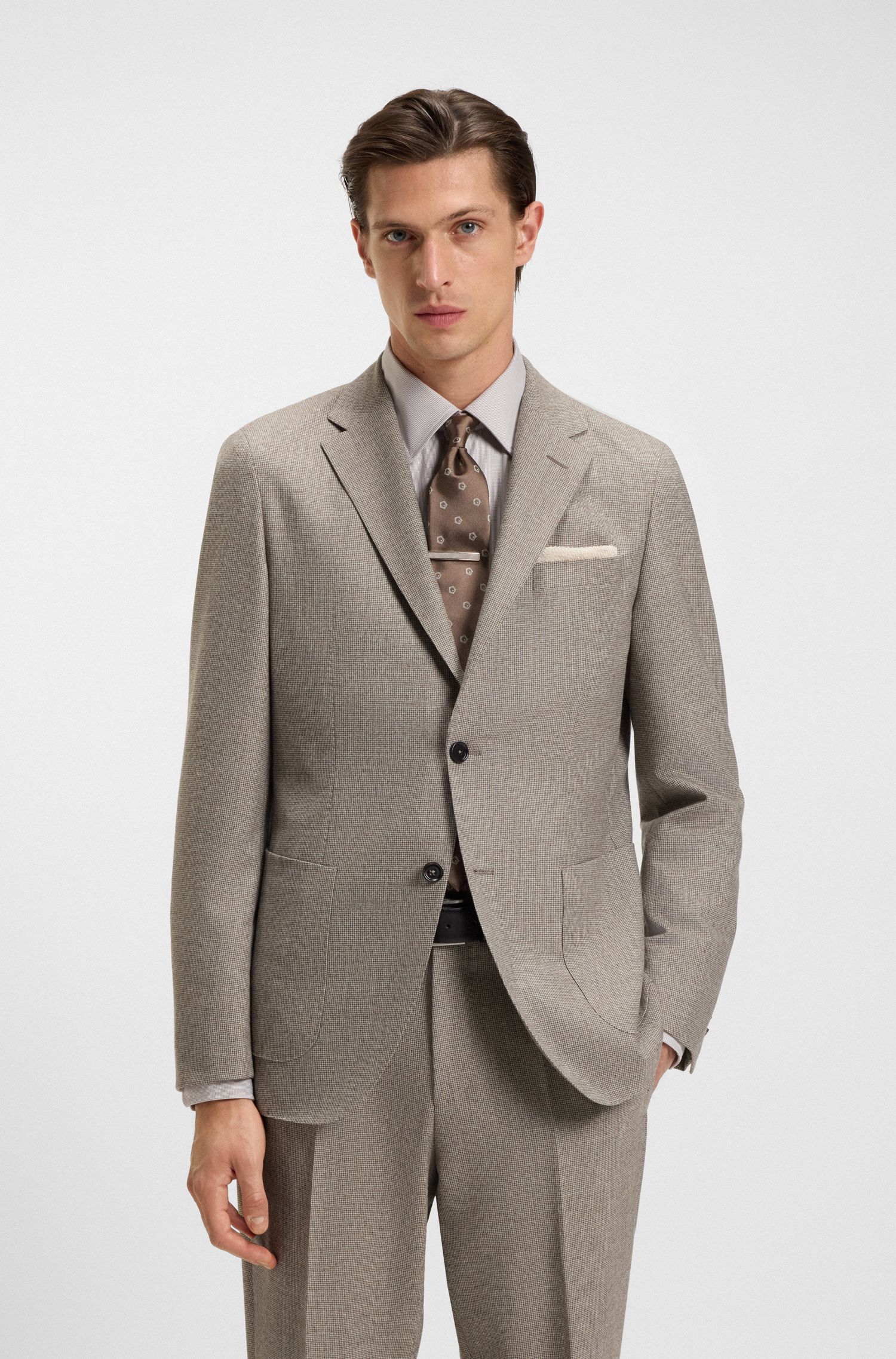 Áo blazer dáng slim fit len nguyên chất với họa tiết siêu nhỏ