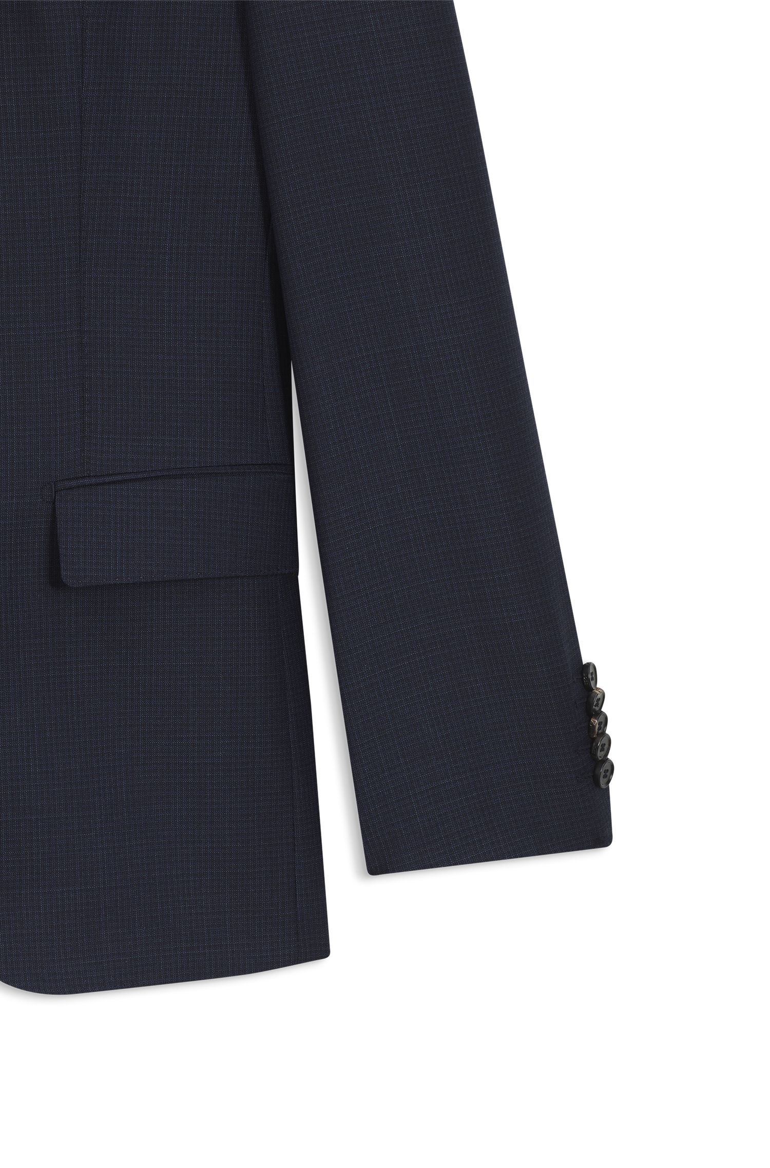 BOSS - Bộ suit 2 món đồ dáng slim fit len nguyên chất họa tiết