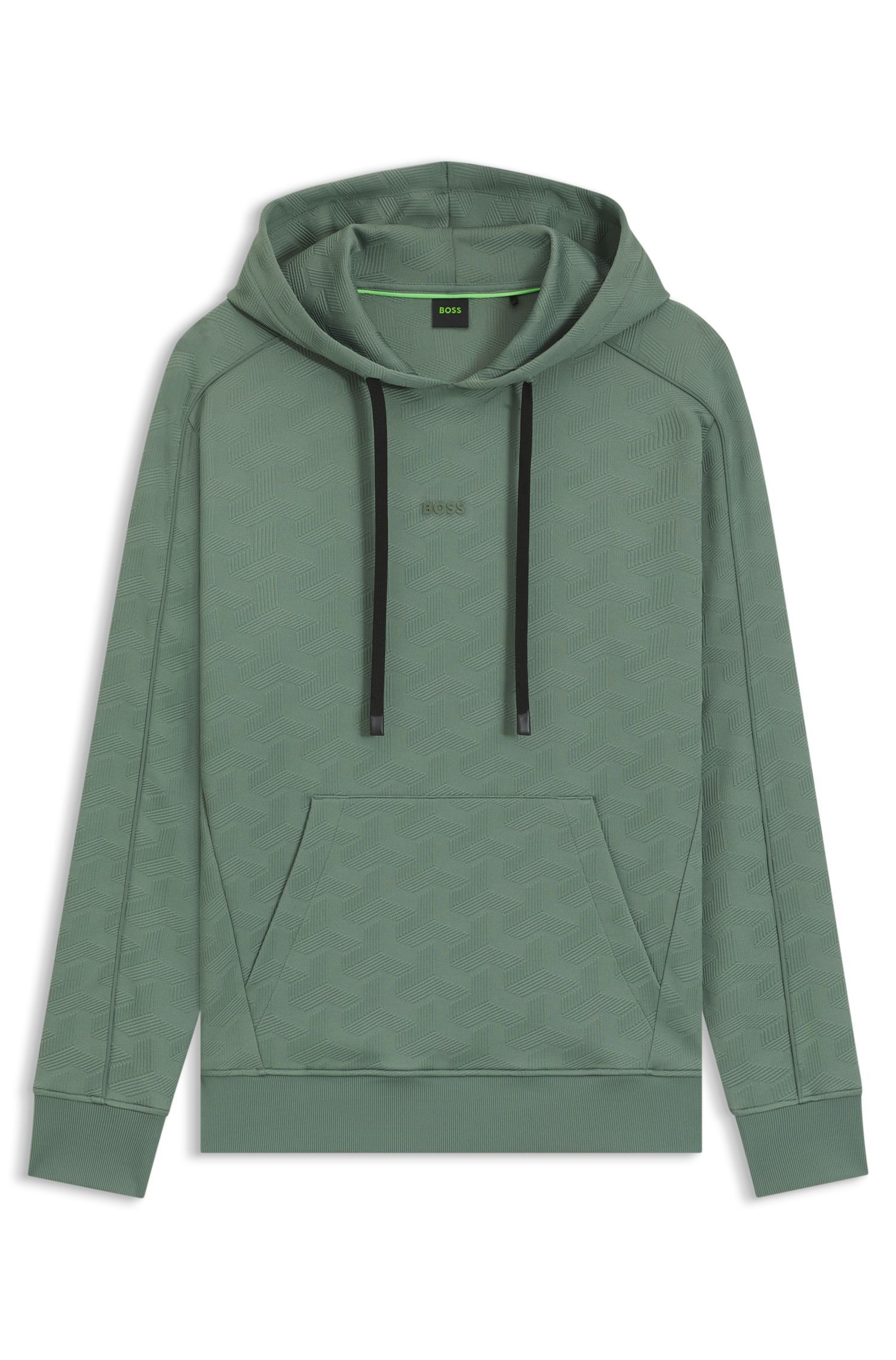 BOSS - Áo hoodie dáng regular fit vải jacquard chần bông