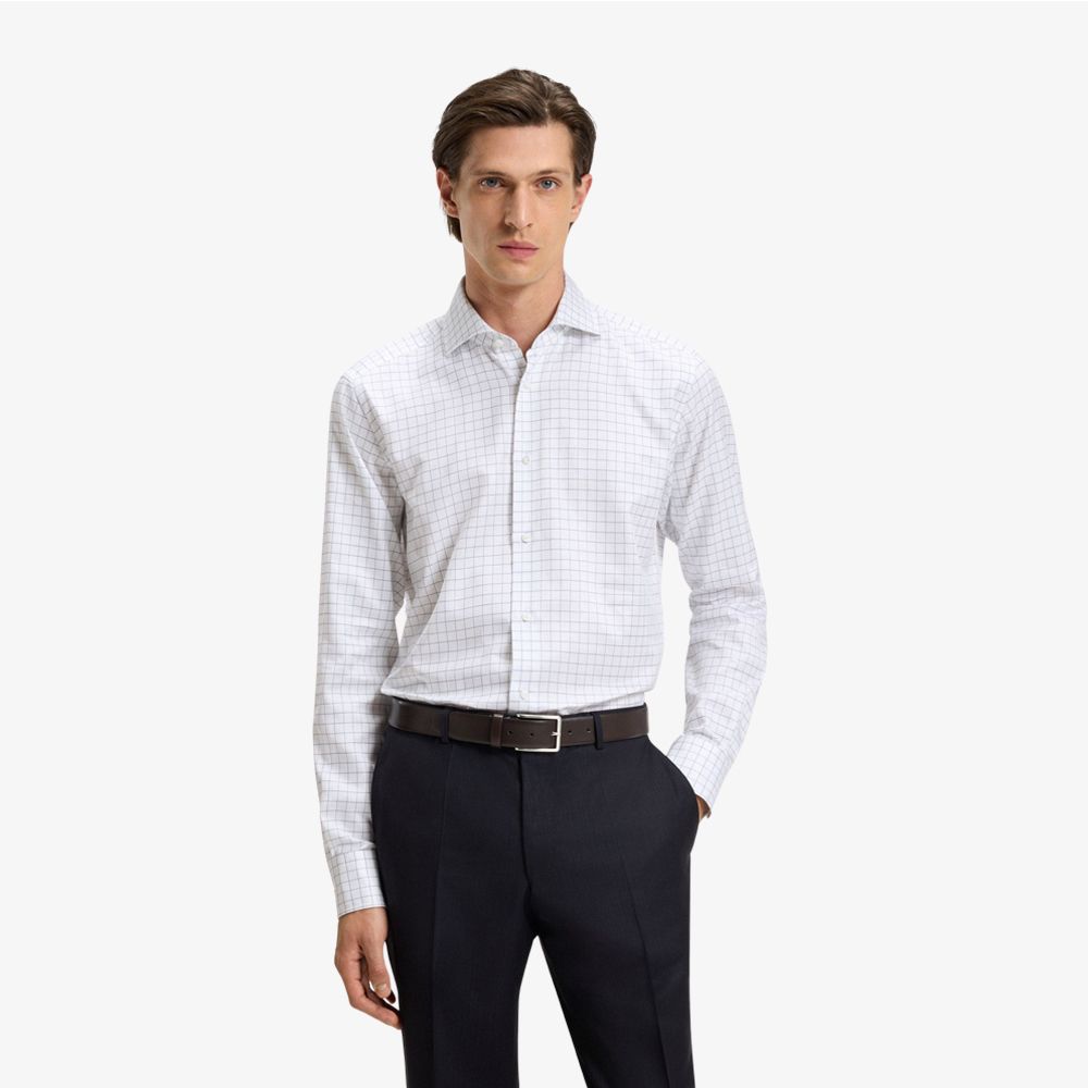 BOSS - Áo sơ mi dáng regular fit vải cotton Ý họa tiết kẻ caro
