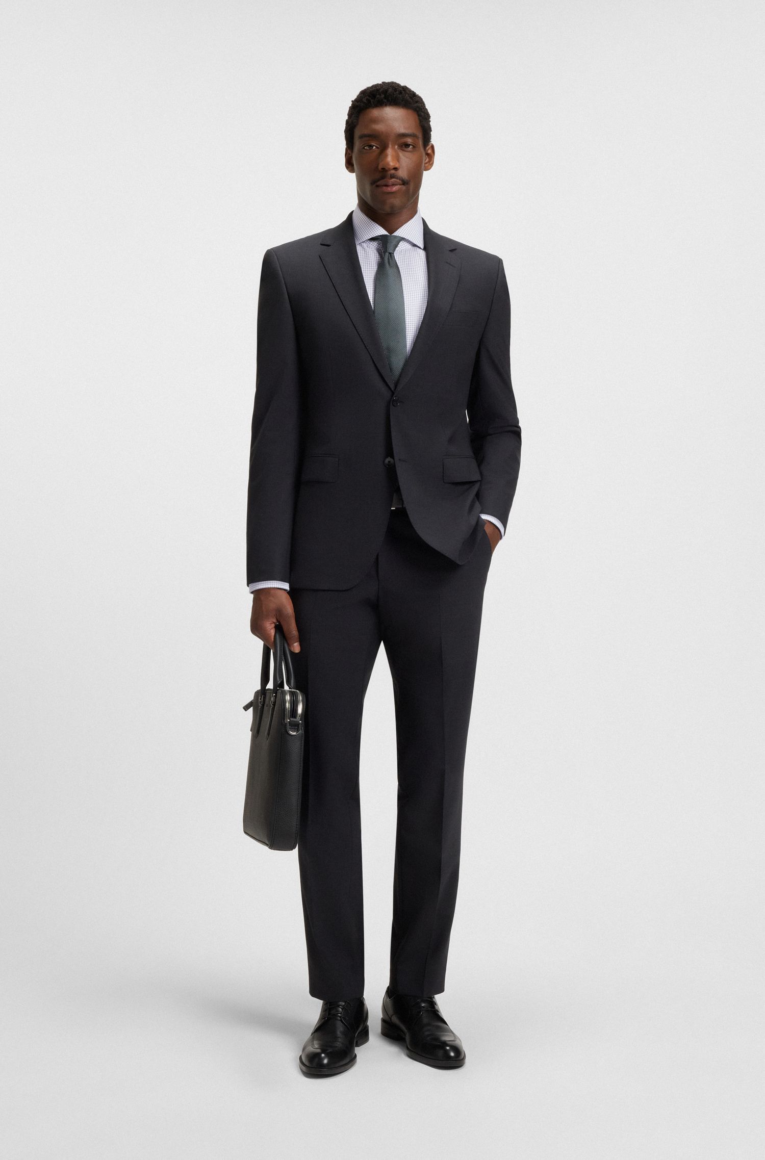 BOSS - Áo sơ mi HANK dáng slim fit in họa tiết micro