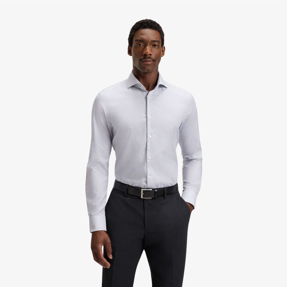 BOSS - Áo sơ mi HANK dáng slim fit in họa tiết micro