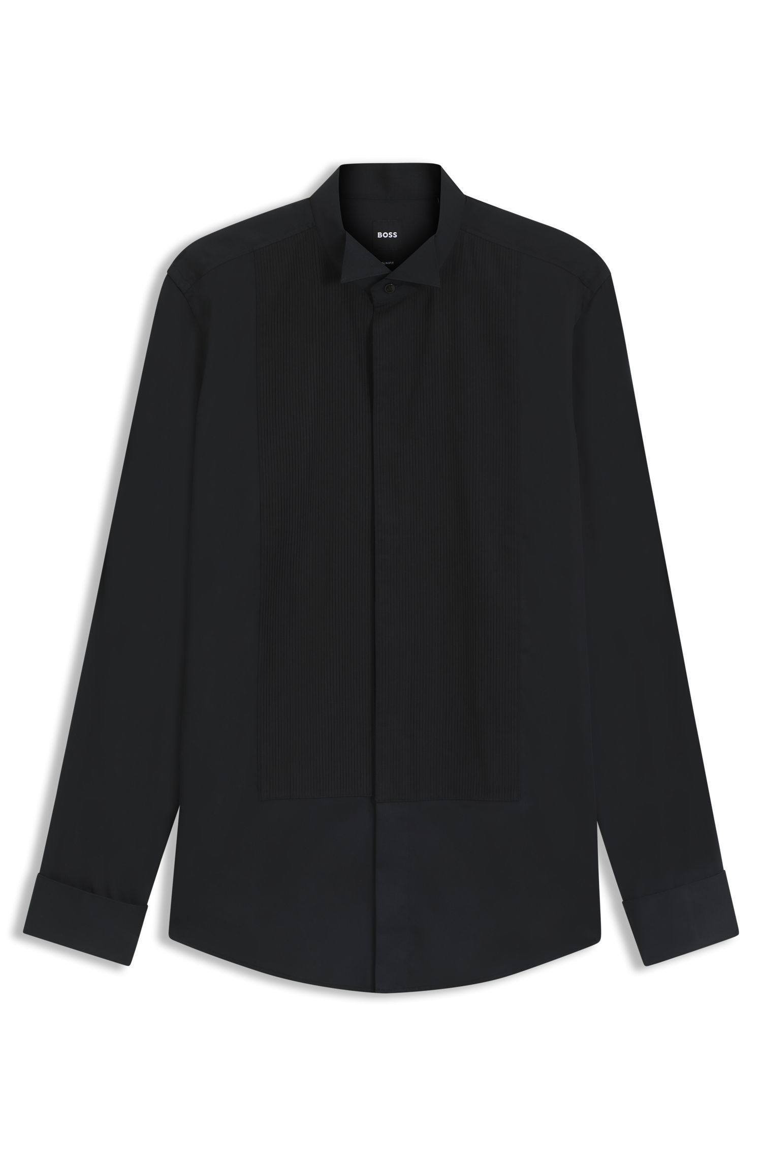 BOSS - Áo sơ mi dáng slim fit vải cotton satin dễ ủi