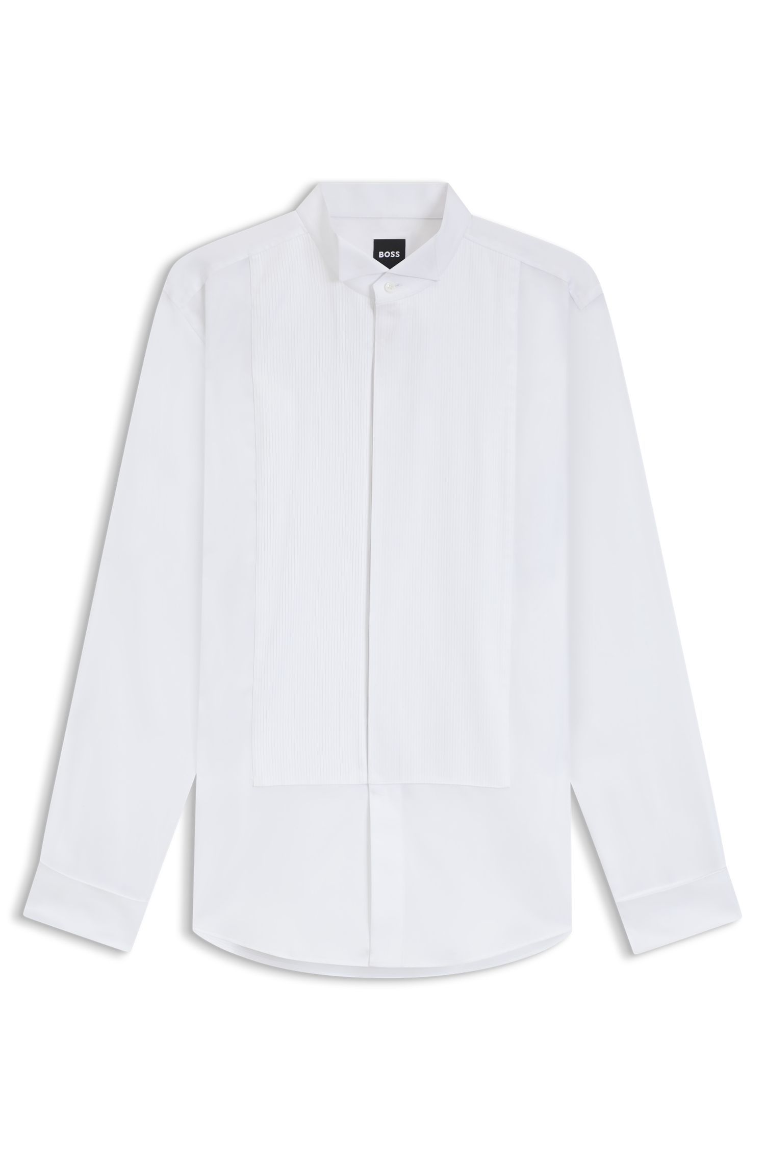 BOSS - Áo sơ mi dáng slim fit vải cotton satin dễ ủi