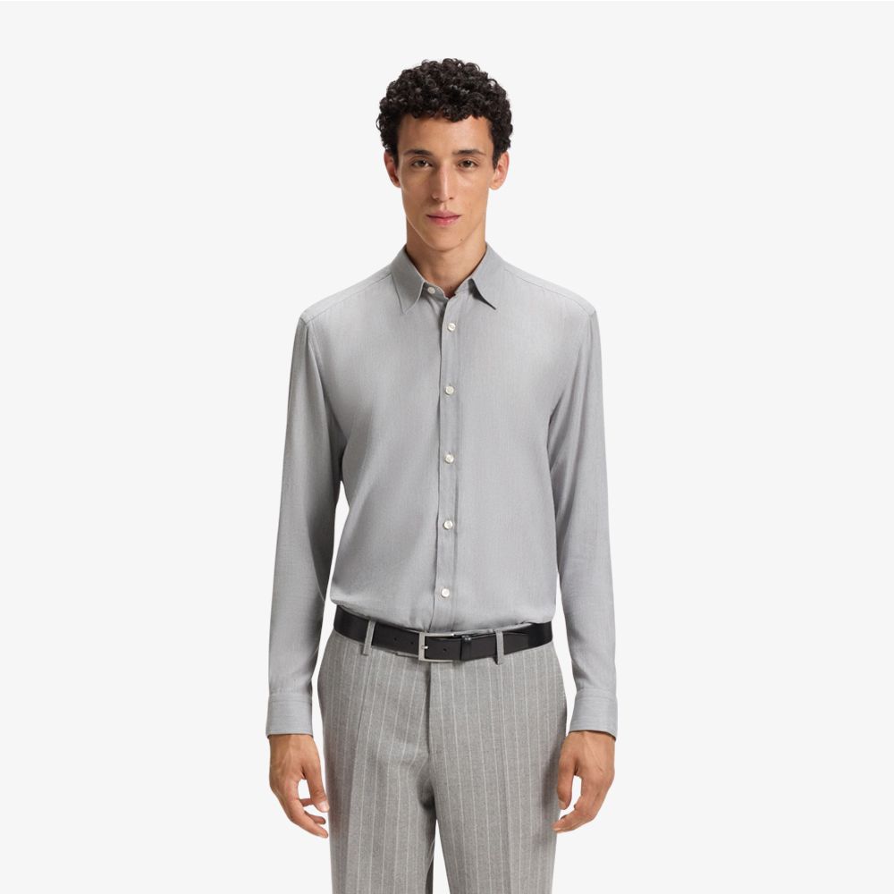 BOSS - Áo sơ mi dáng regular fit vải flannel pha cotton