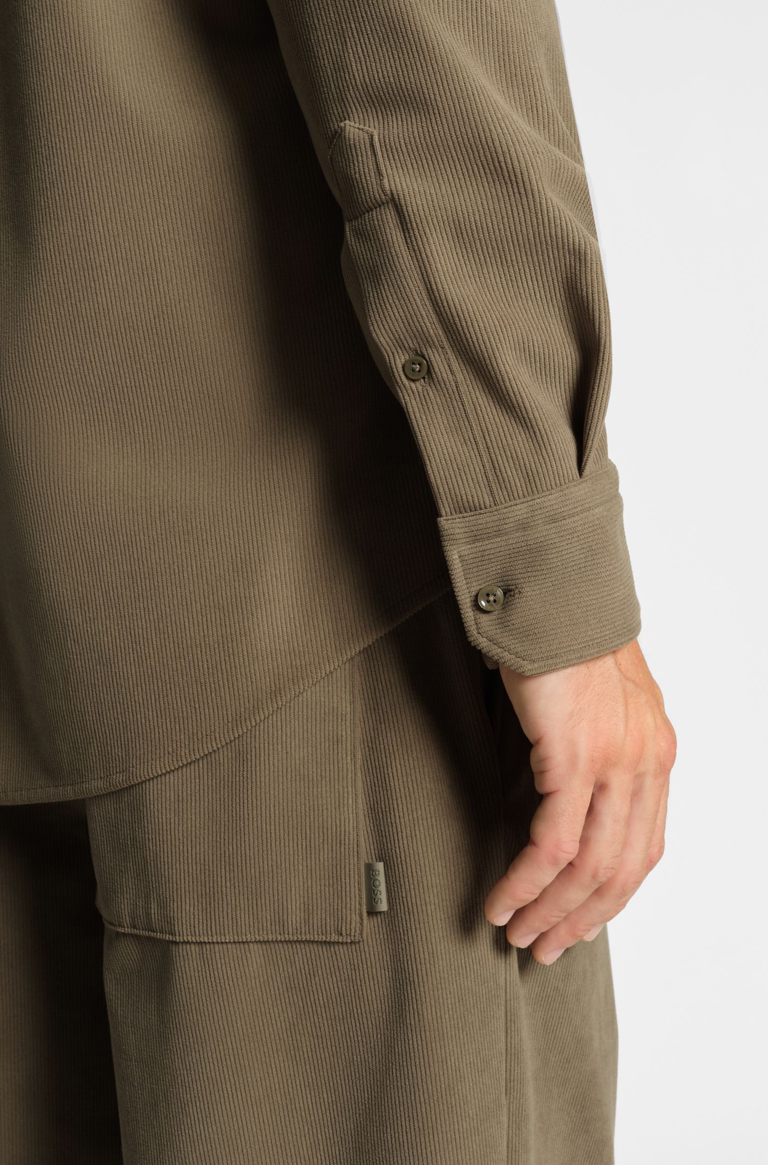 BOSS - Áo sơ mi dáng regular fit vải baby corduroy