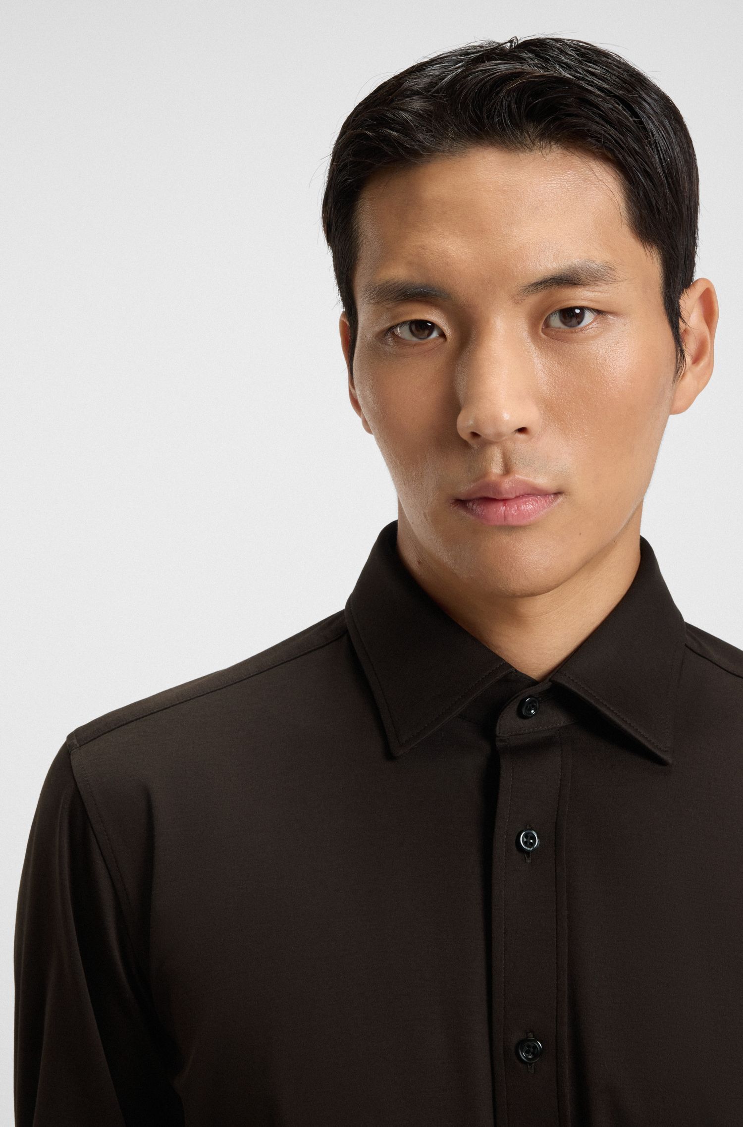BOSS - Áo sơ mi dáng slim fit vải cotton mercerised