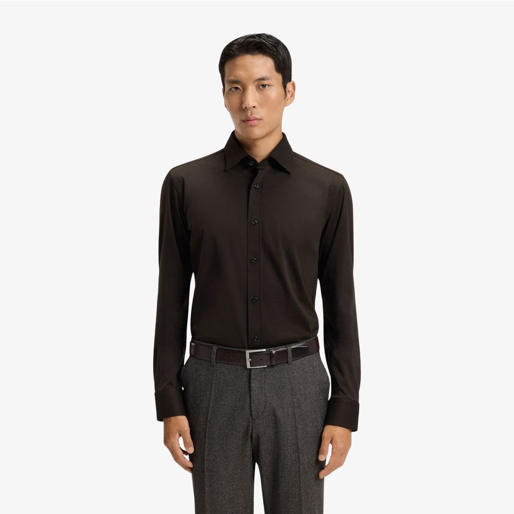 BOSS - Áo sơ mi dáng slim fit vải cotton mercerised