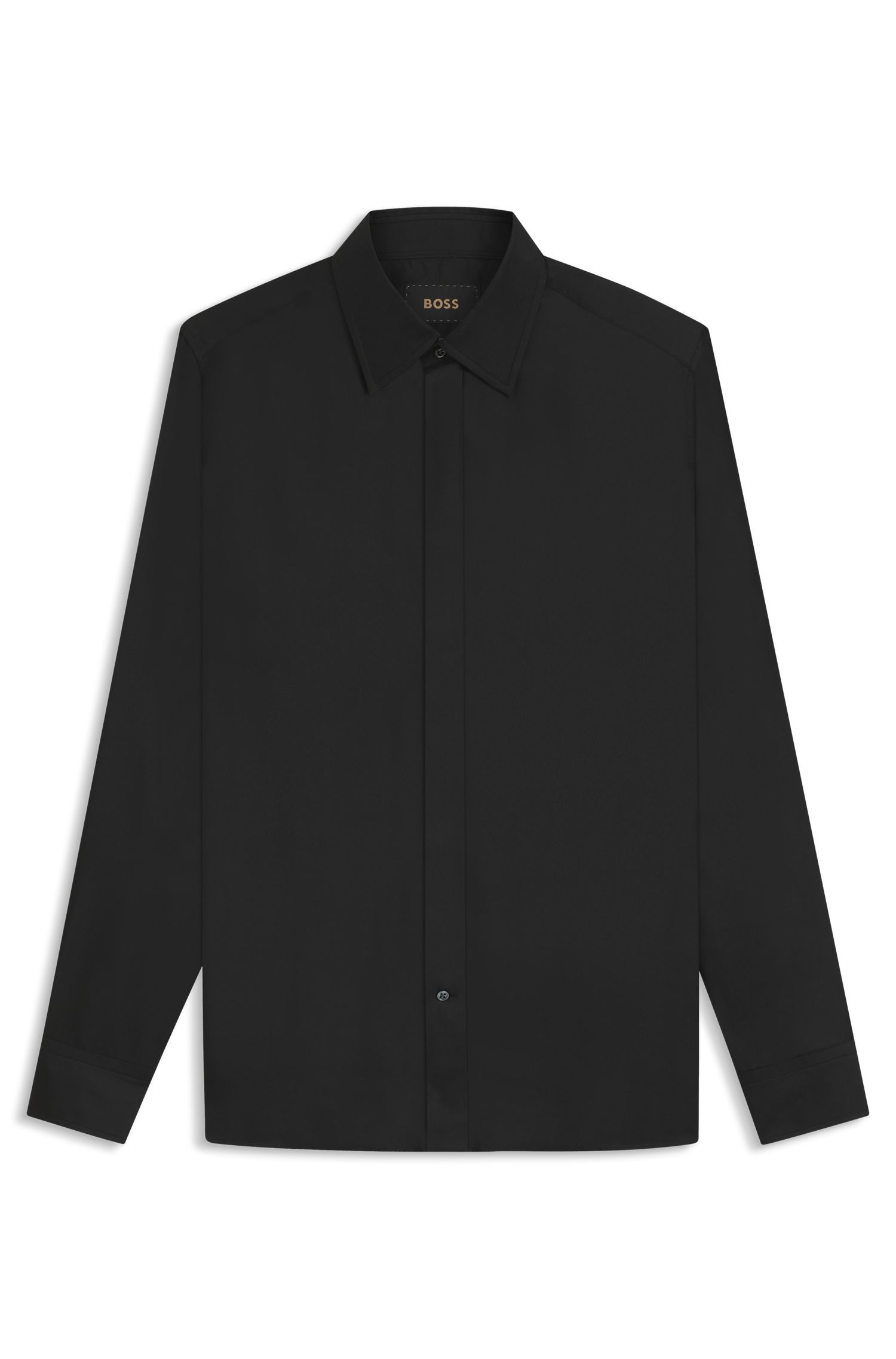 BOSS - Áo sơ mi dáng slim fit vải lụa twill Ý