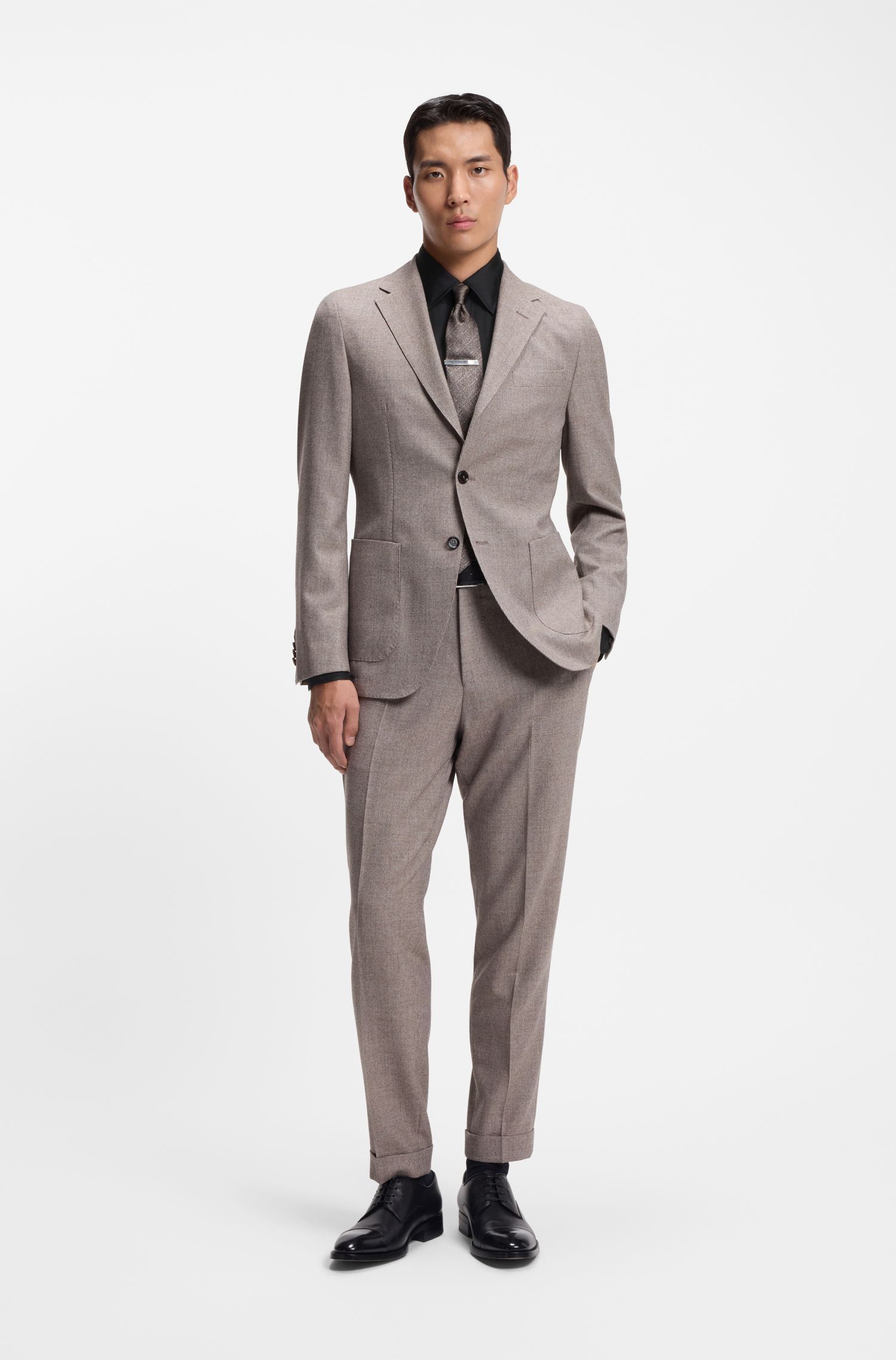 BOSS - Áo sơ mi dáng slim fit vải lụa twill Ý